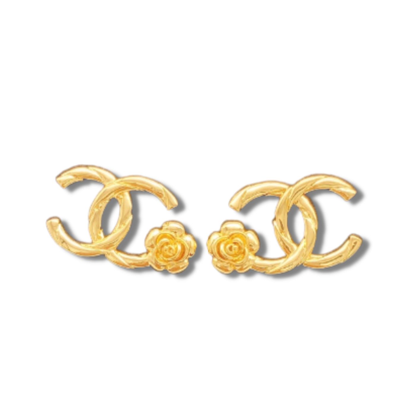 Chanel Rose Flower Earrings Gold For Women