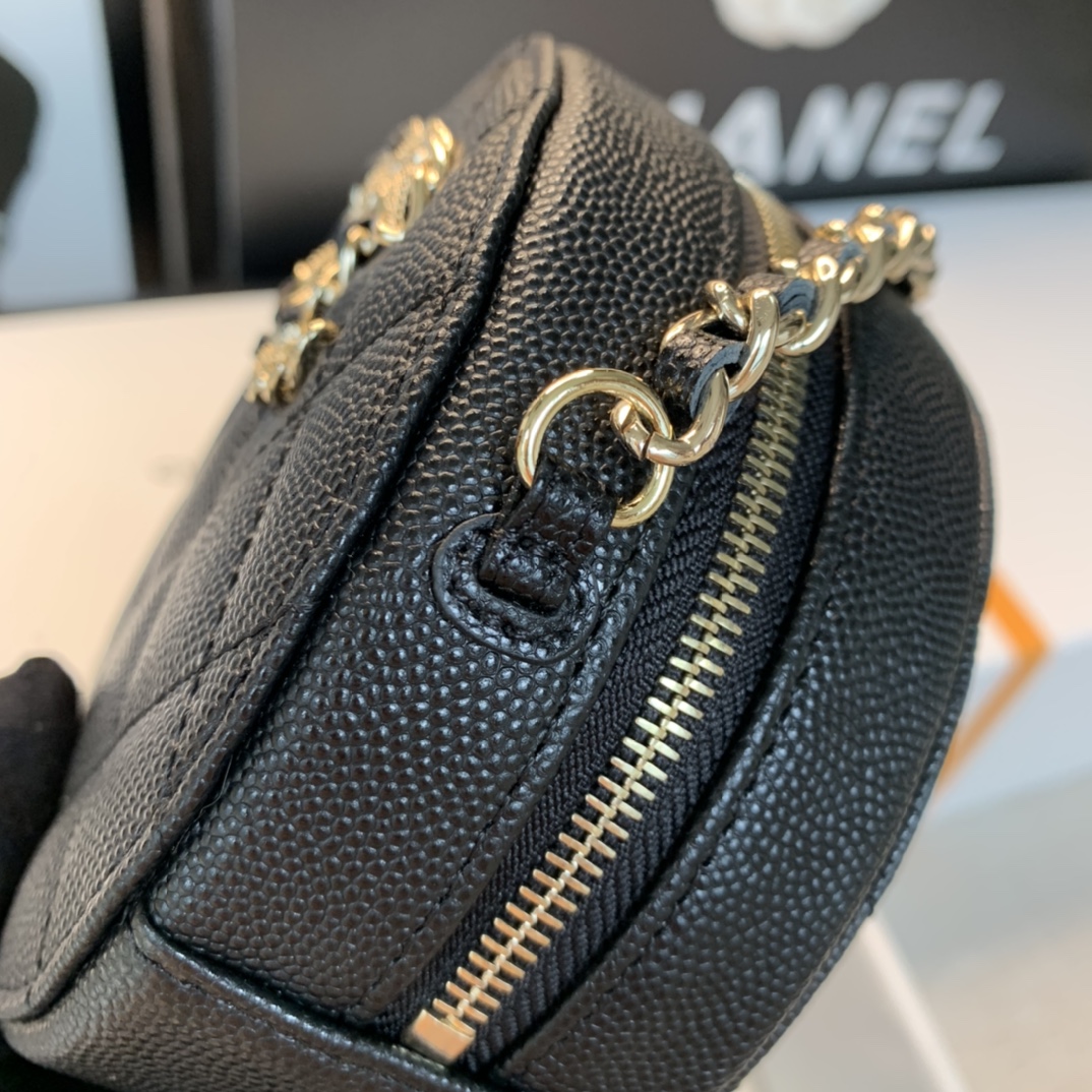 Chanel Round Bag Crossbody  Black For Women 4.7in/12cm