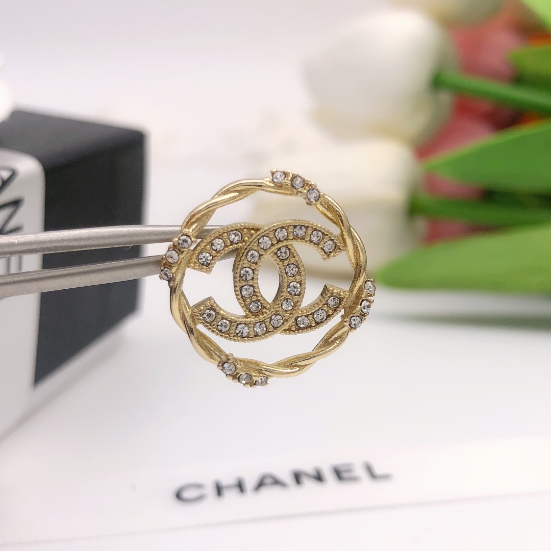 Chanel Round Button Earrings Gold For Women