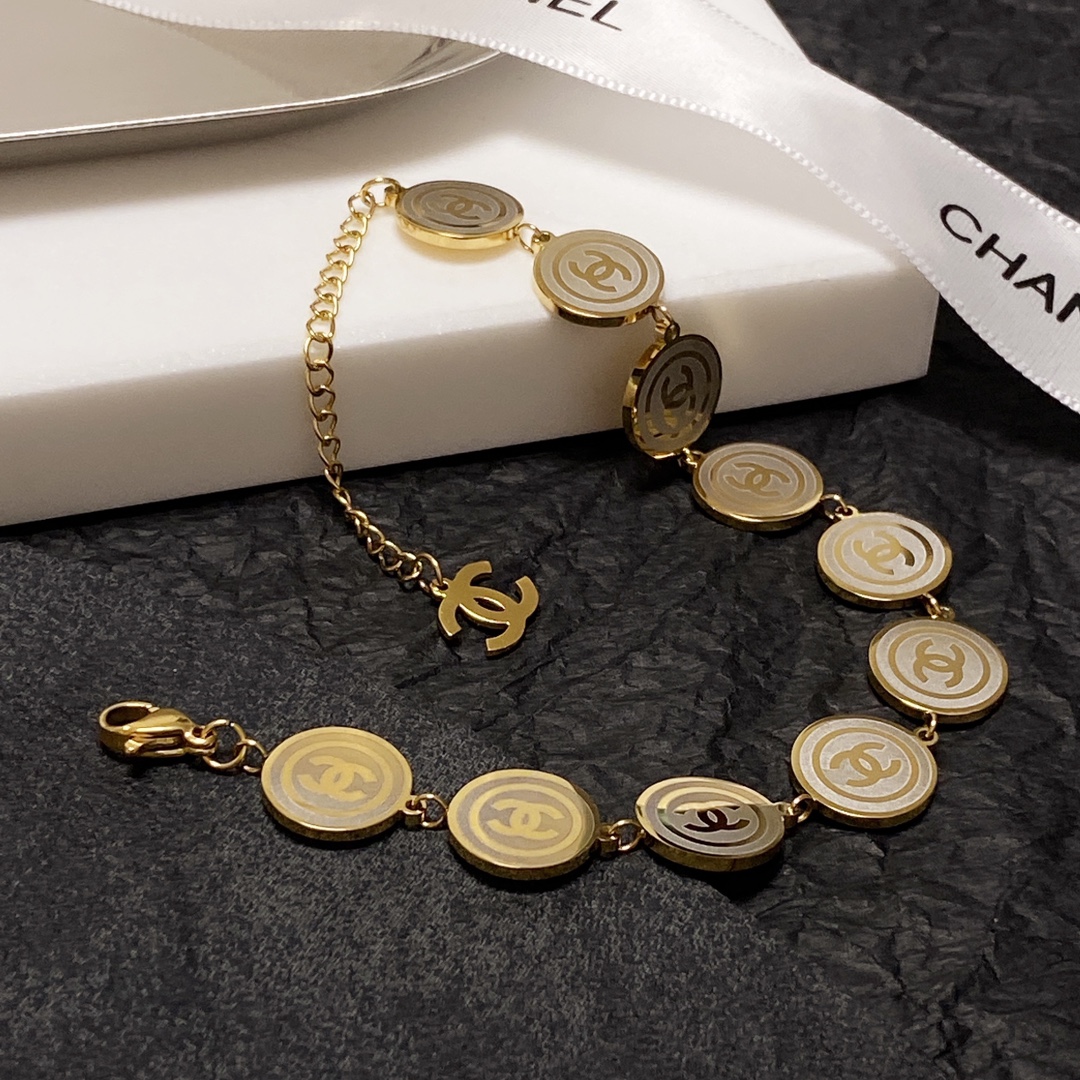Chanel Round Coin Bracelet Gold For Women