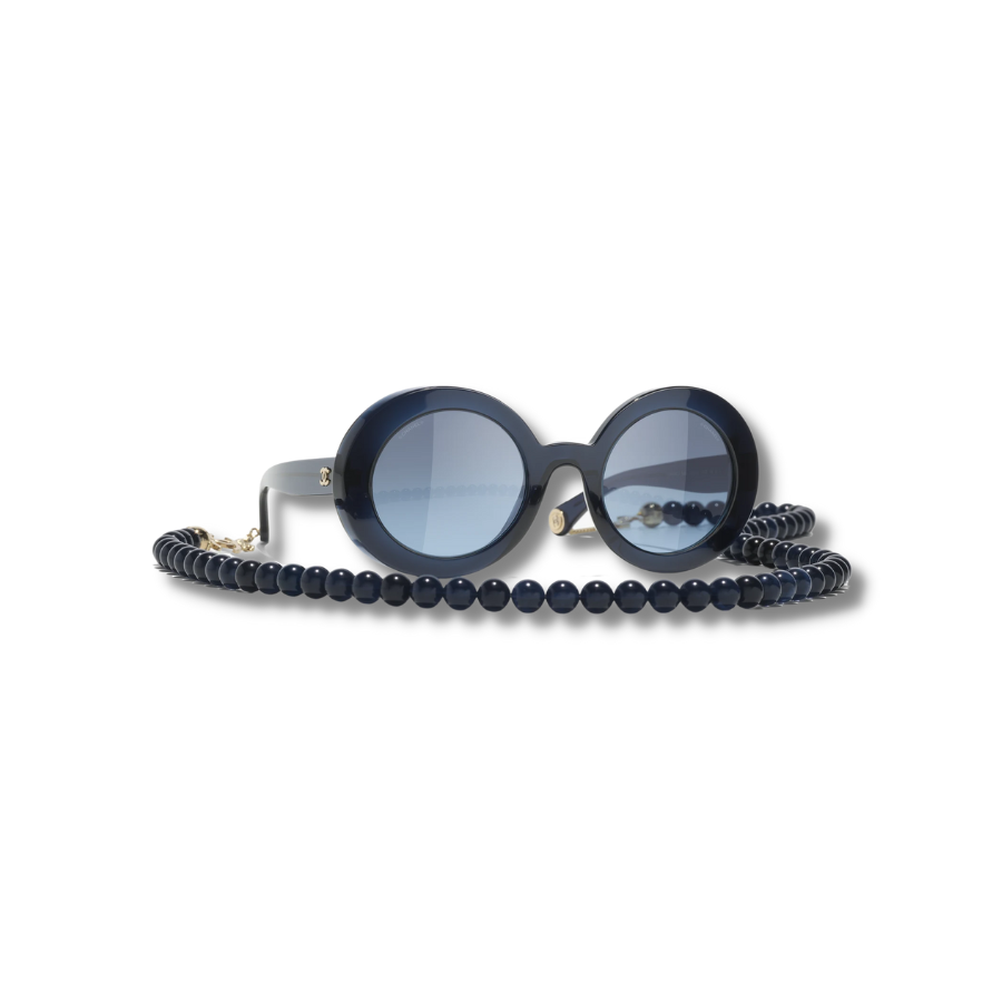 Chanel Round Sunglasses Dark Blue And Gold For Women A71512 X08101 S0312