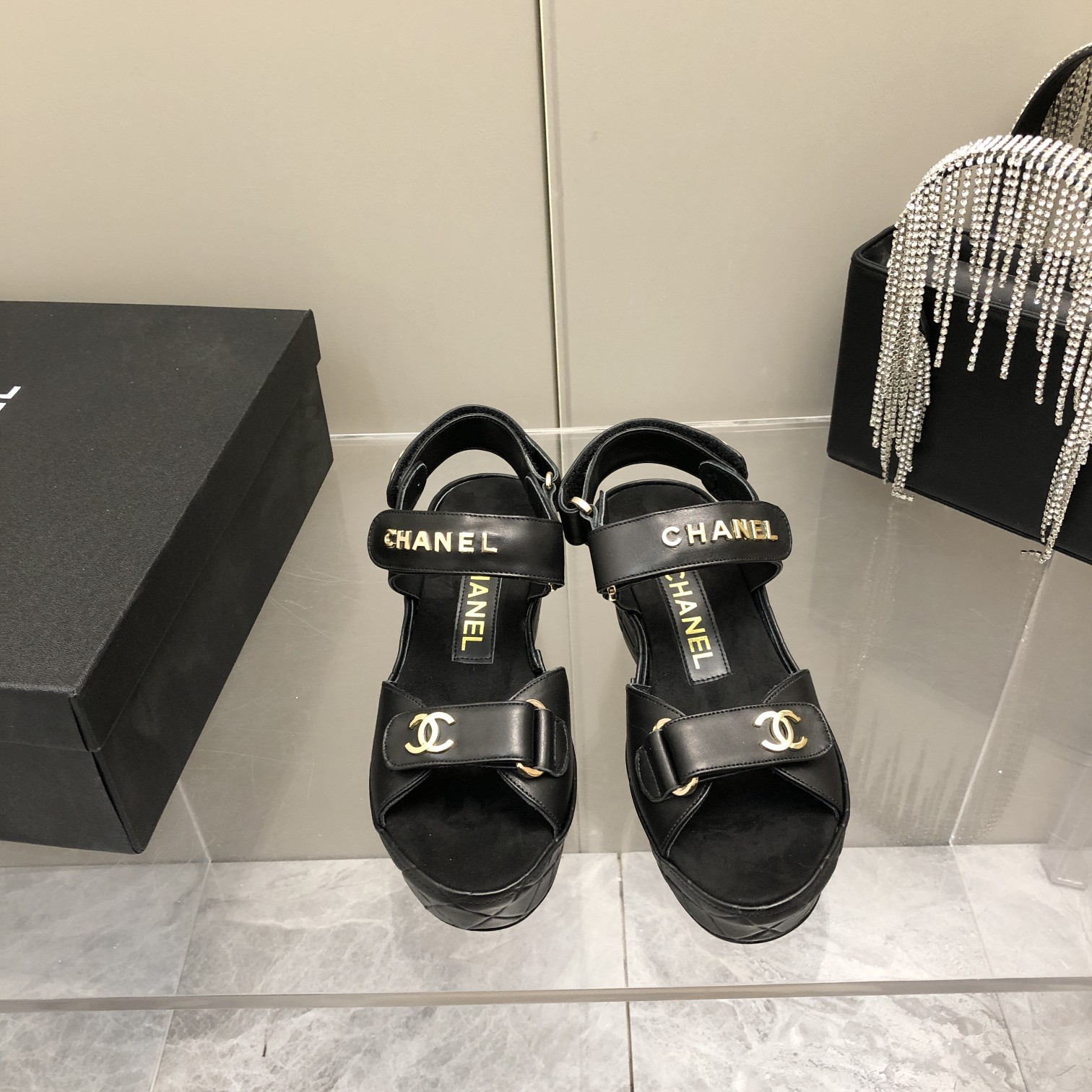 Chanel Sandals Black For Women, Women’s Shoes