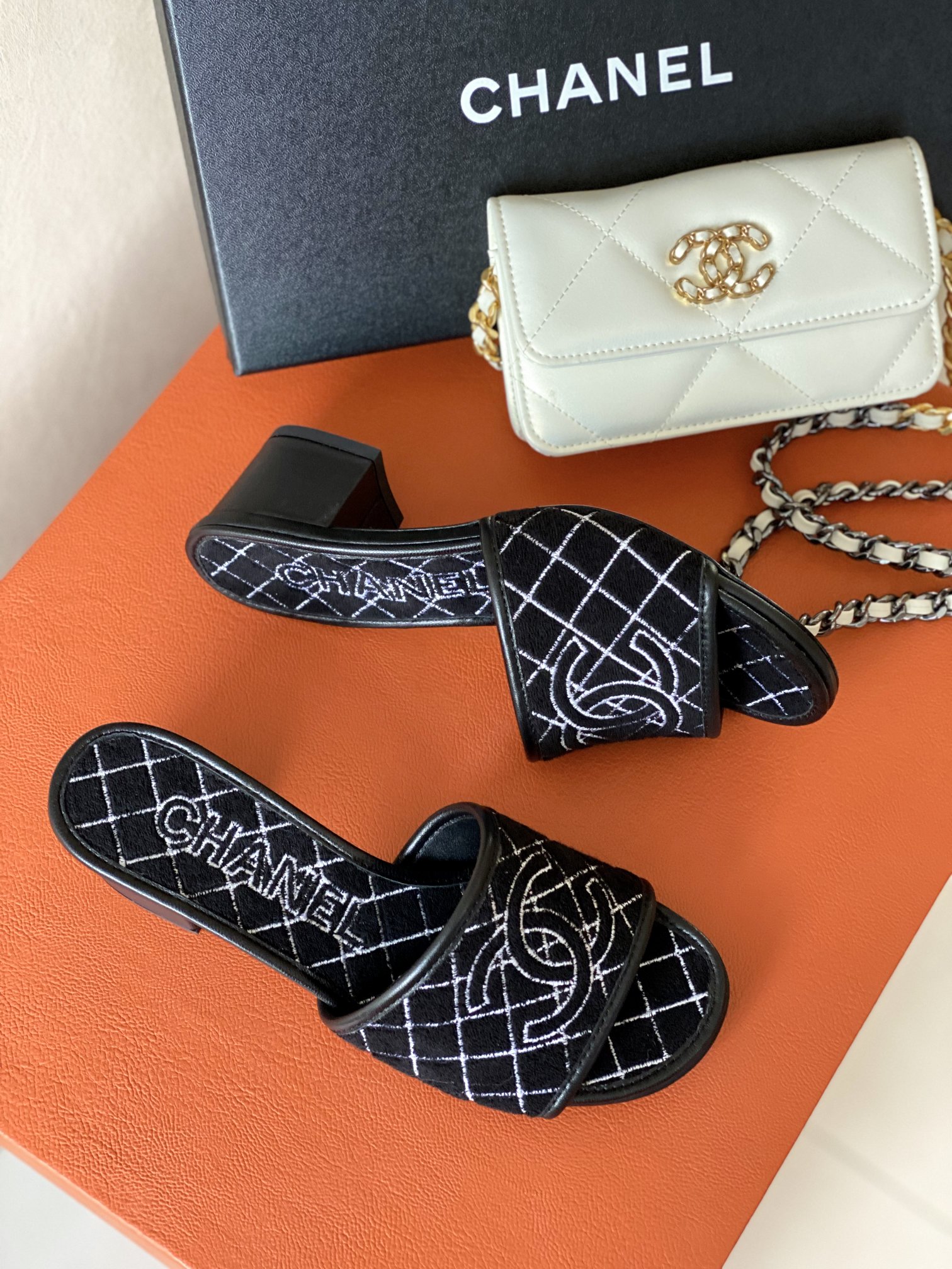 Chanel Sandals Black For Women 1.77in/4.5cm
