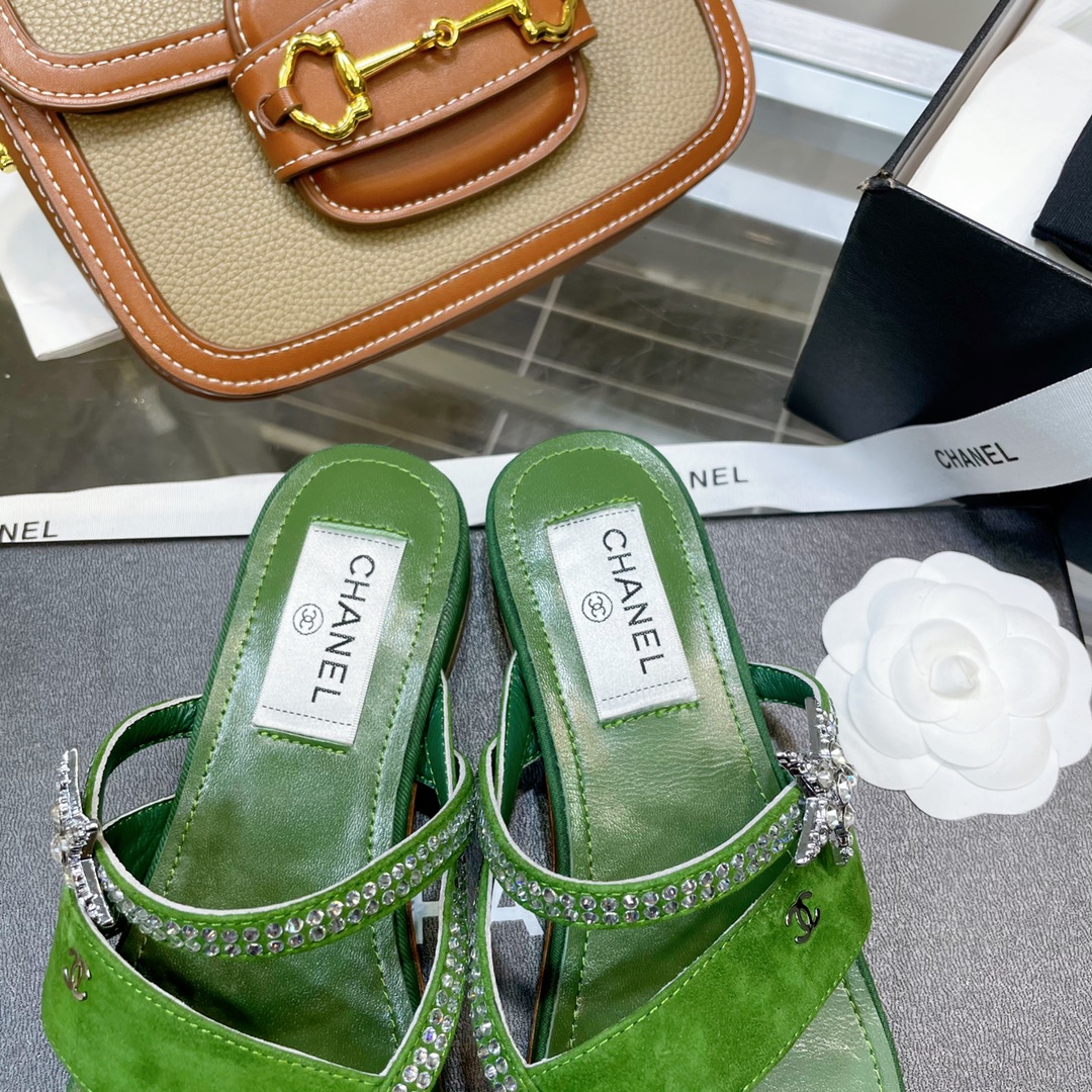 Chanel Sandals Green For Women, Women’s Shoes