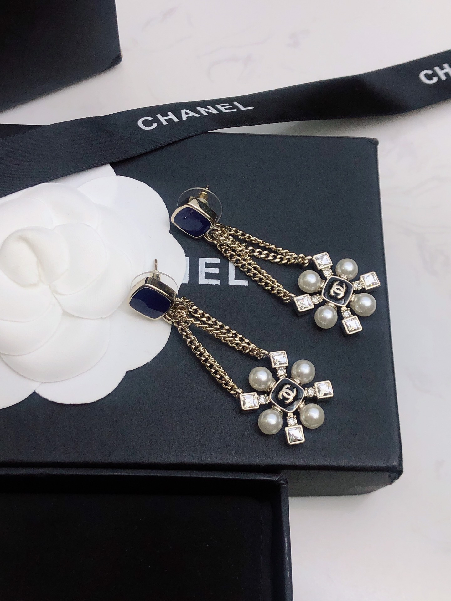 Chanel Sapphire Earrings White For Women