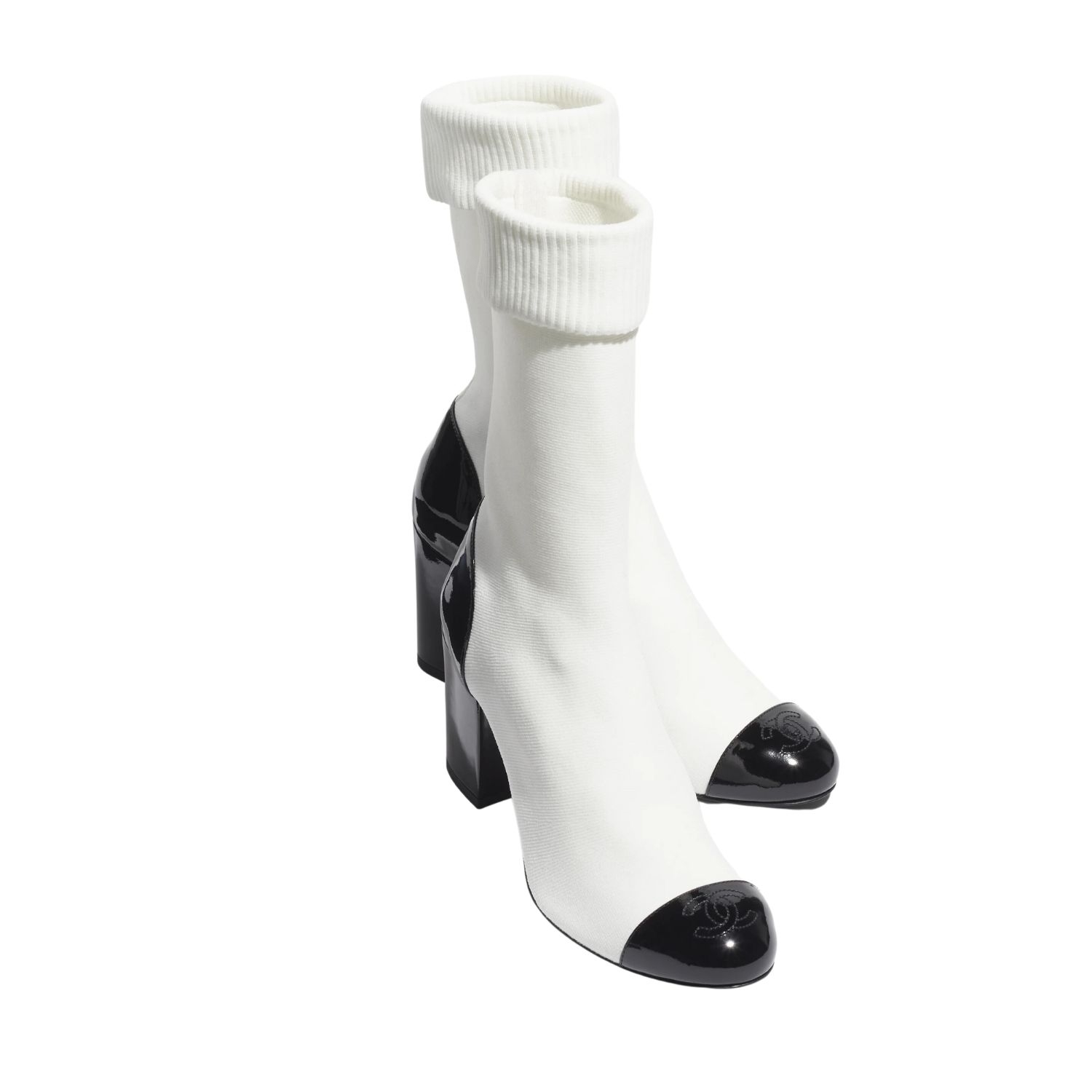Chanel Short Boots White And Black For Women- G40134 Y56560 K5883