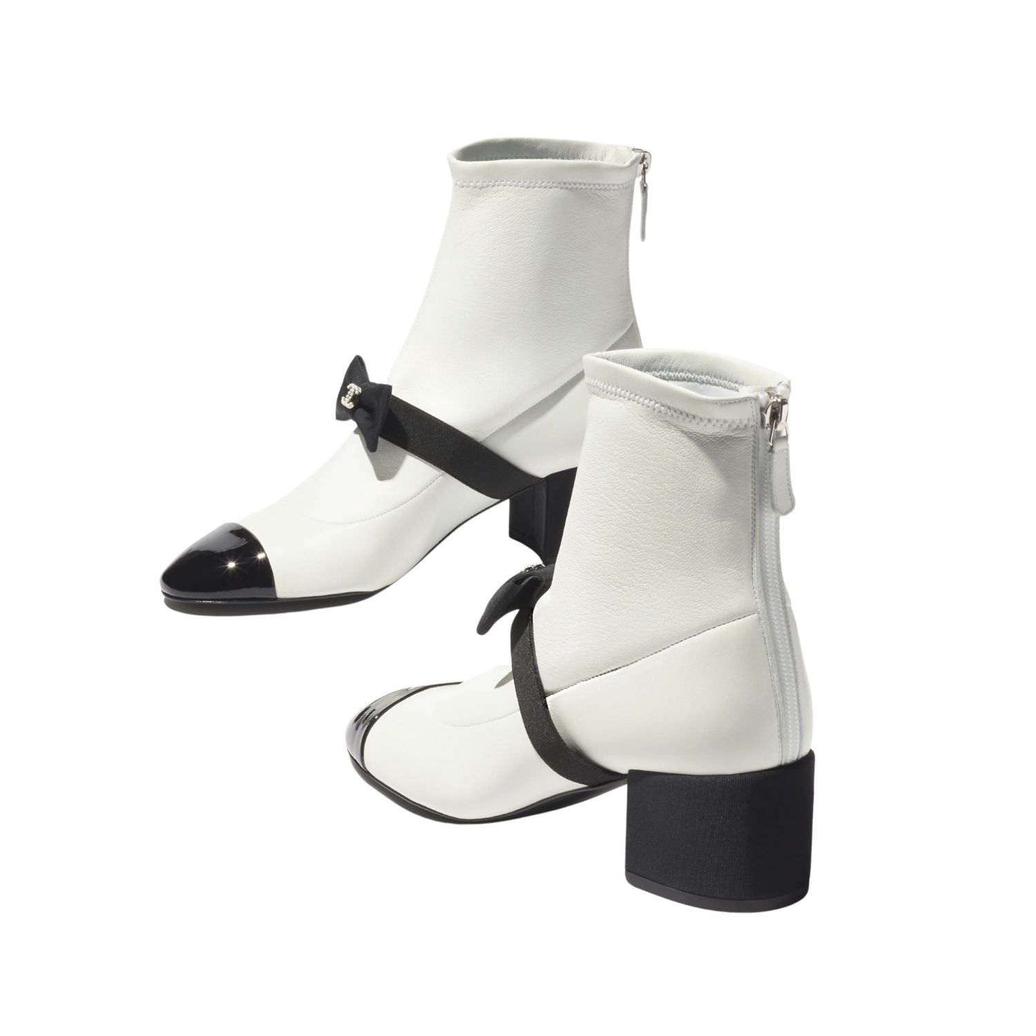 Chanel Short Boots White And Black For Women- G45087 B13291 NP674