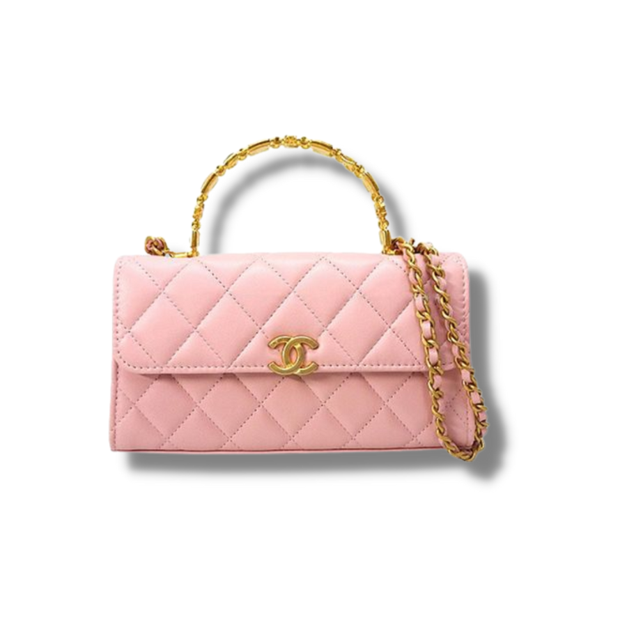 Chanel Shoulder Bag Pink With Matelasse Coco Mark Handle For Women 18 cm/ 7 inches –