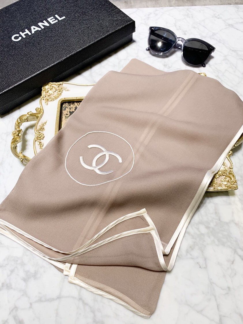 Chanel Silk Light Purple Shawl Scarf 180cm/71in