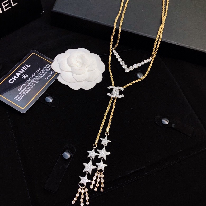 Chanel Sixfold Star Necklace Gold Tone For Women