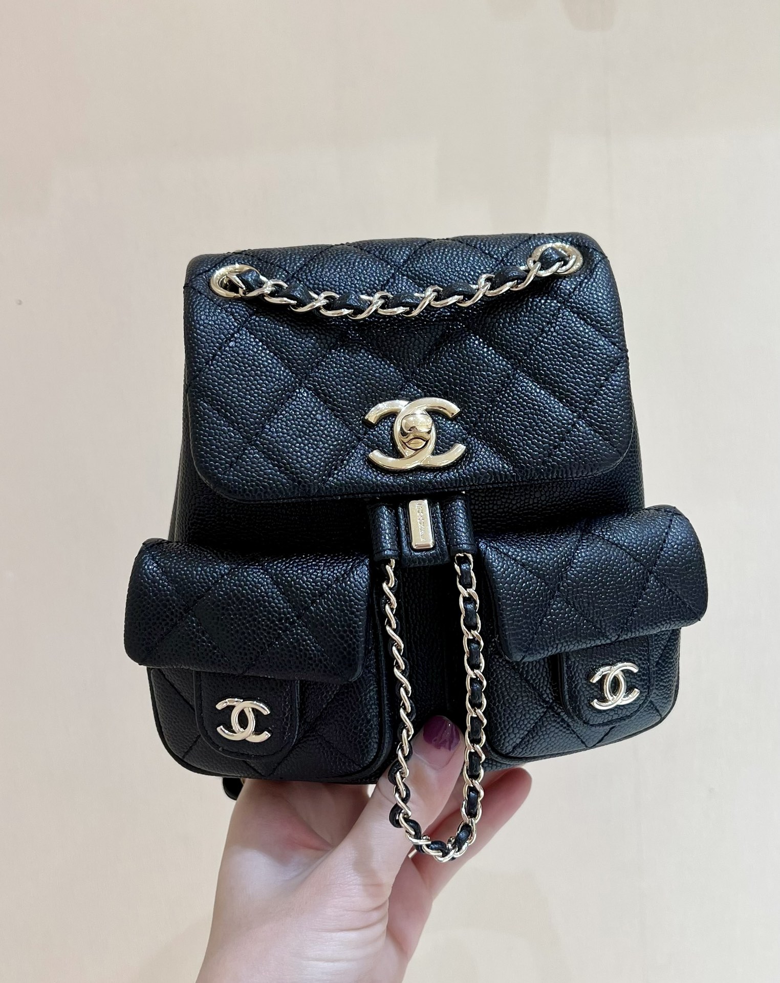 Chanel Small Backpack Bag Pink/Brown/Balck For Women 6.8 in / 17.5 cm AS3787 N