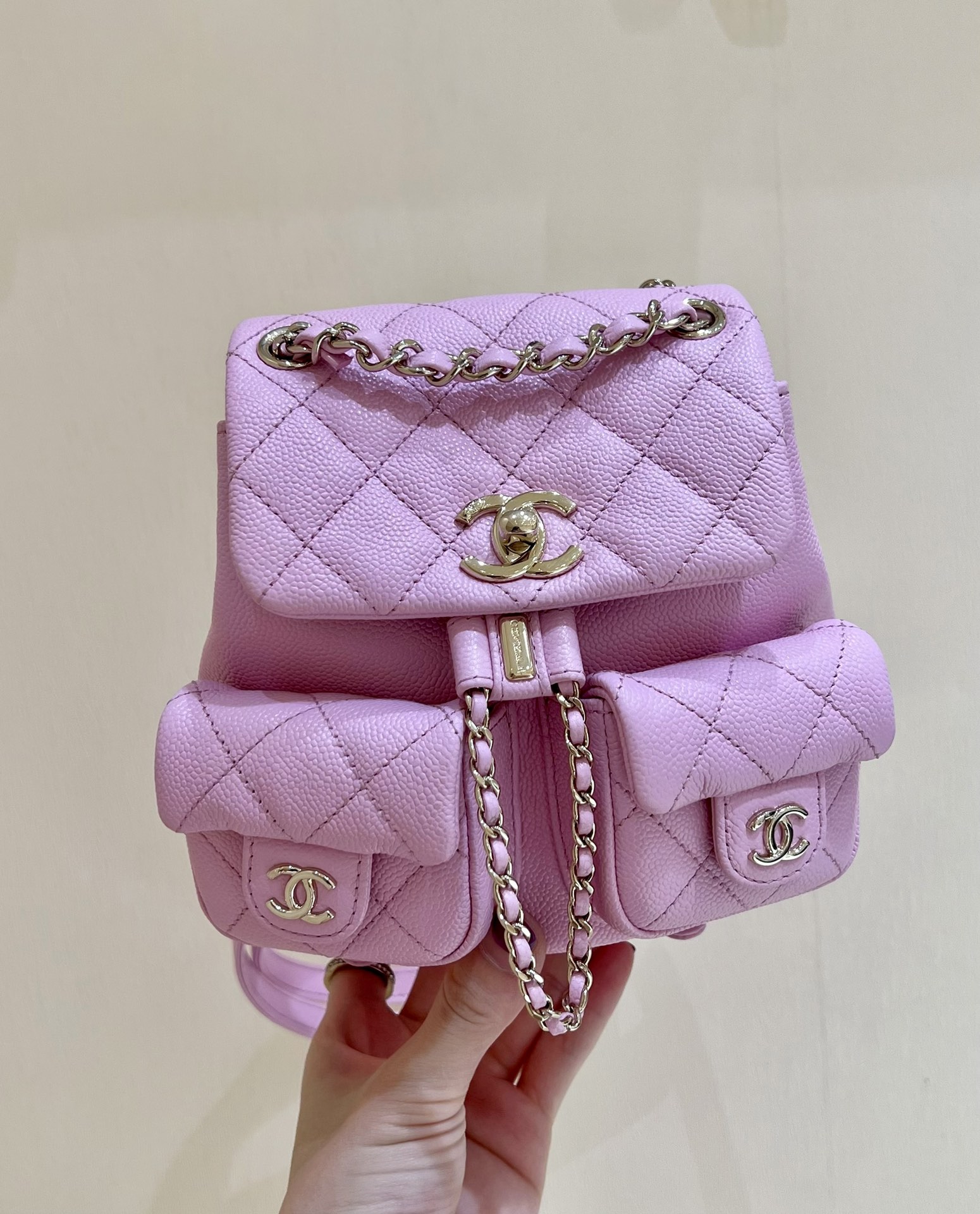 Chanel Small Backpack Bag Pink/Brown/Balck For Women 6.8 in / 17.5 cm AS3787 N