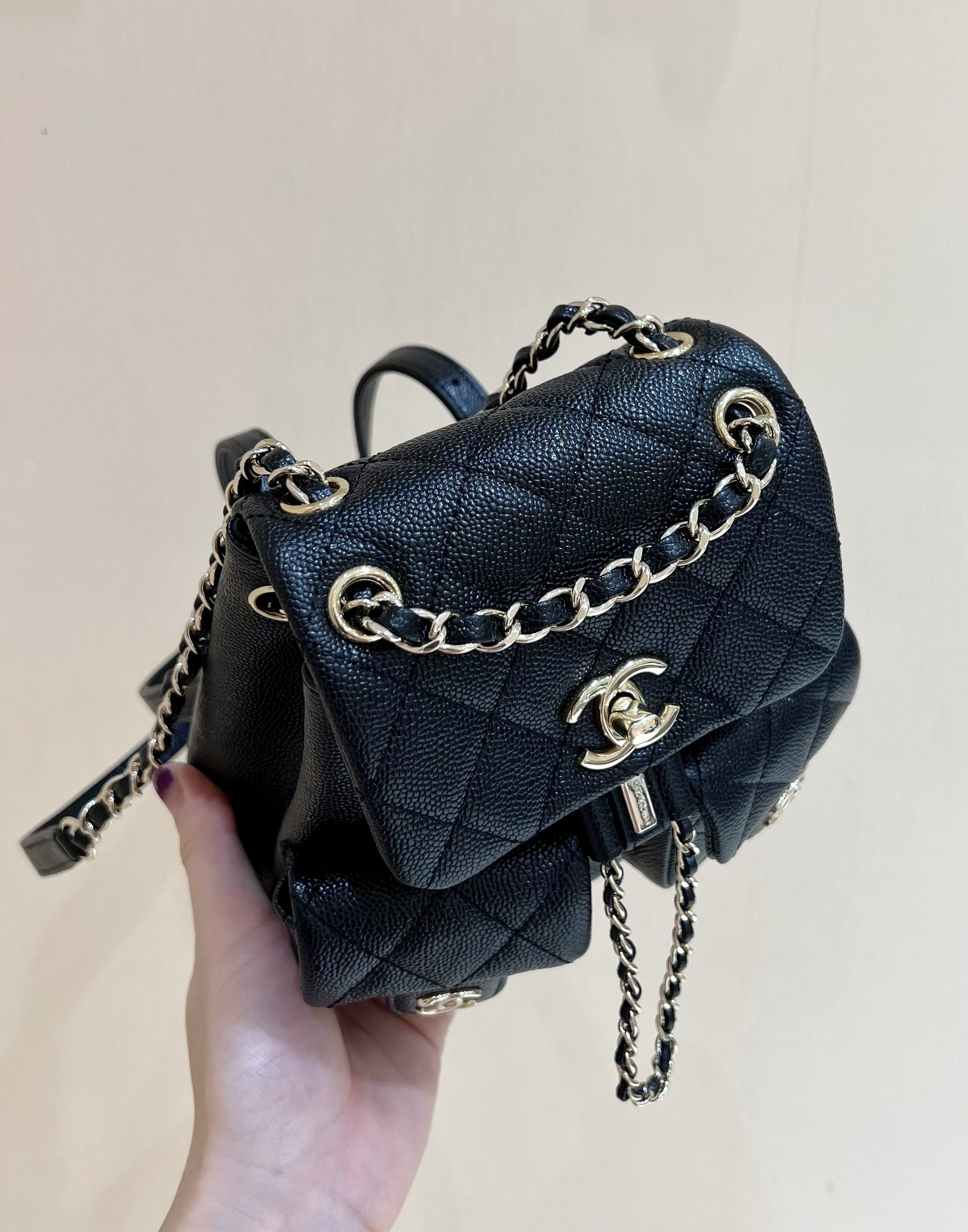 Chanel Small Backpack Bag Pink/Brown/Balck For Women 6.8 in / 17.5 cm AS3787 N