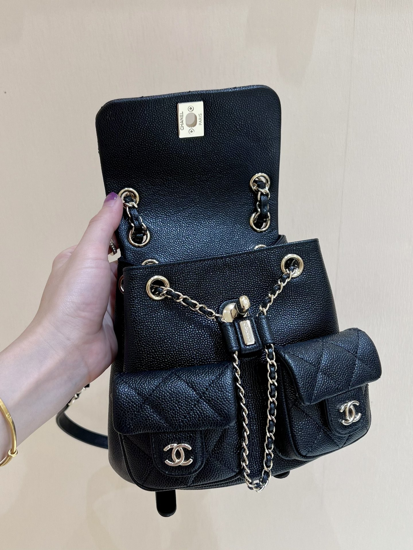 Chanel Small Backpack Bag Pink/Brown/Balck For Women 6.8 in / 17.5 cm AS3787 N