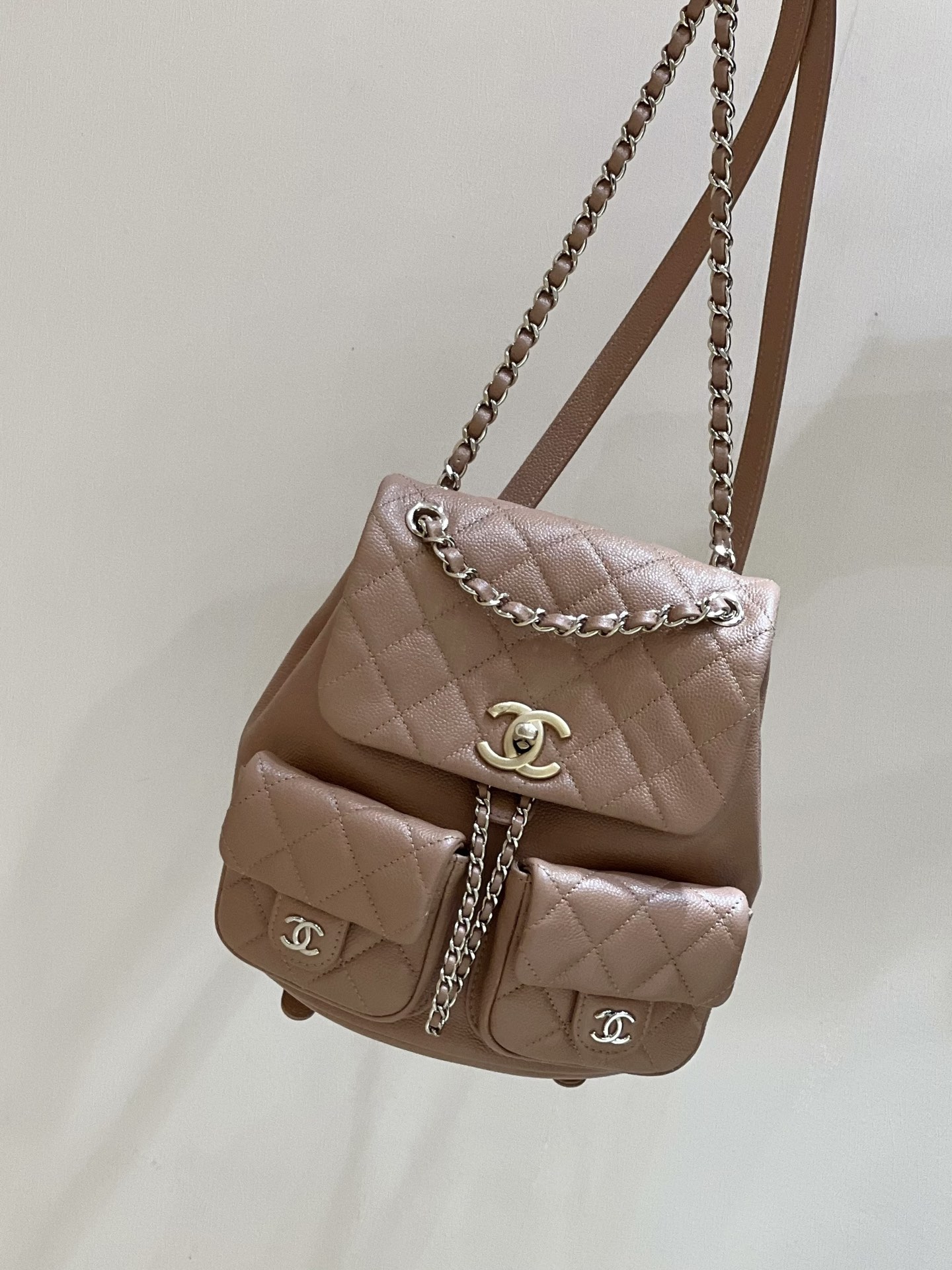 Chanel Small Backpack Bag Pink/Brown/Balck For Women 6.8 in / 17.5 cm AS3787 N