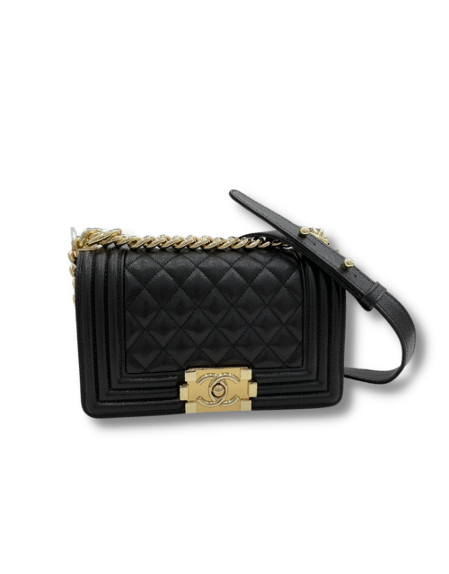 Chanel Small Boy Handbag Black/White/Grey For Women 8.2in/21cm