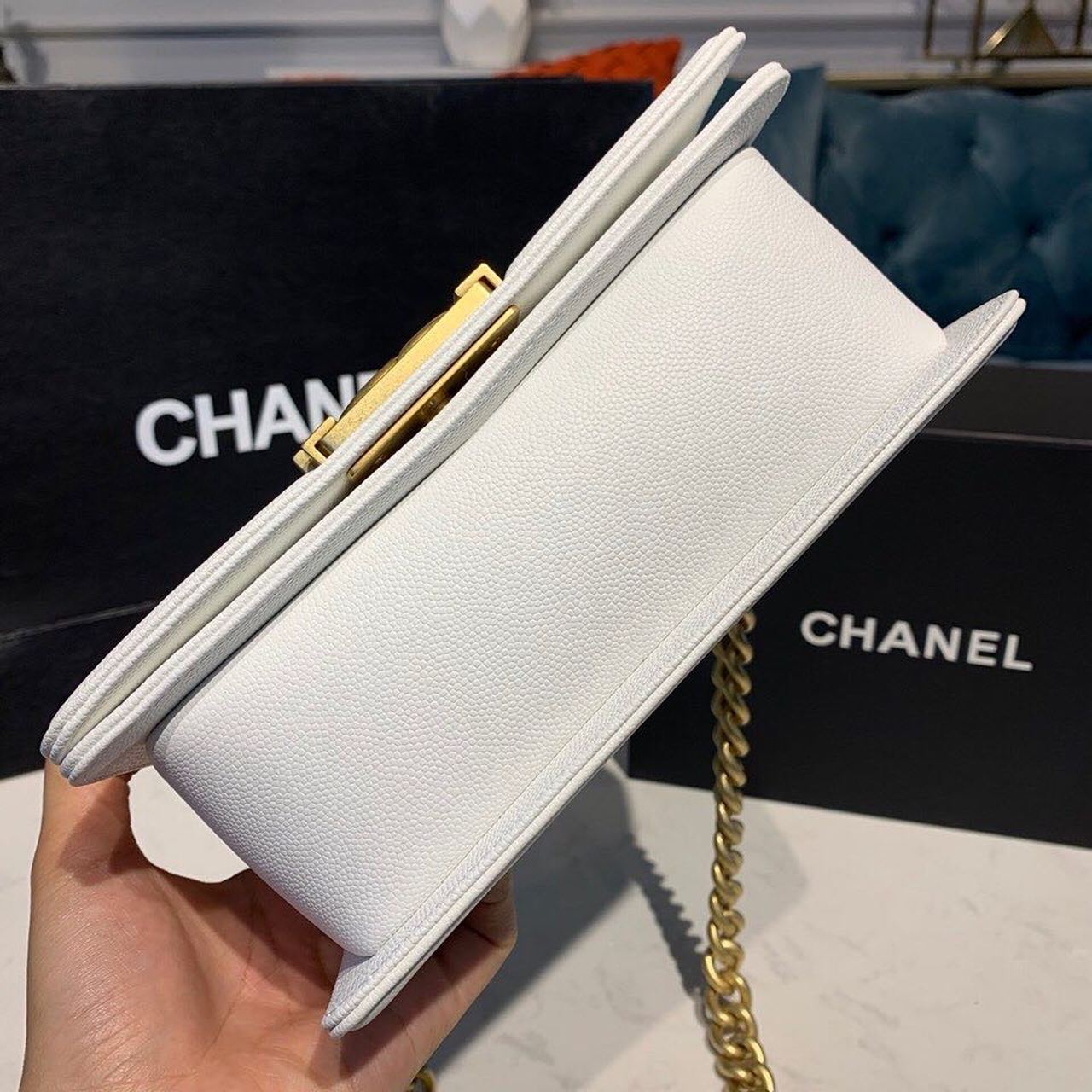 Chanel Small Boy Handbag White For Women, Women’s Bags, Shoulder And Crossbody Bags 7.8in/20cm