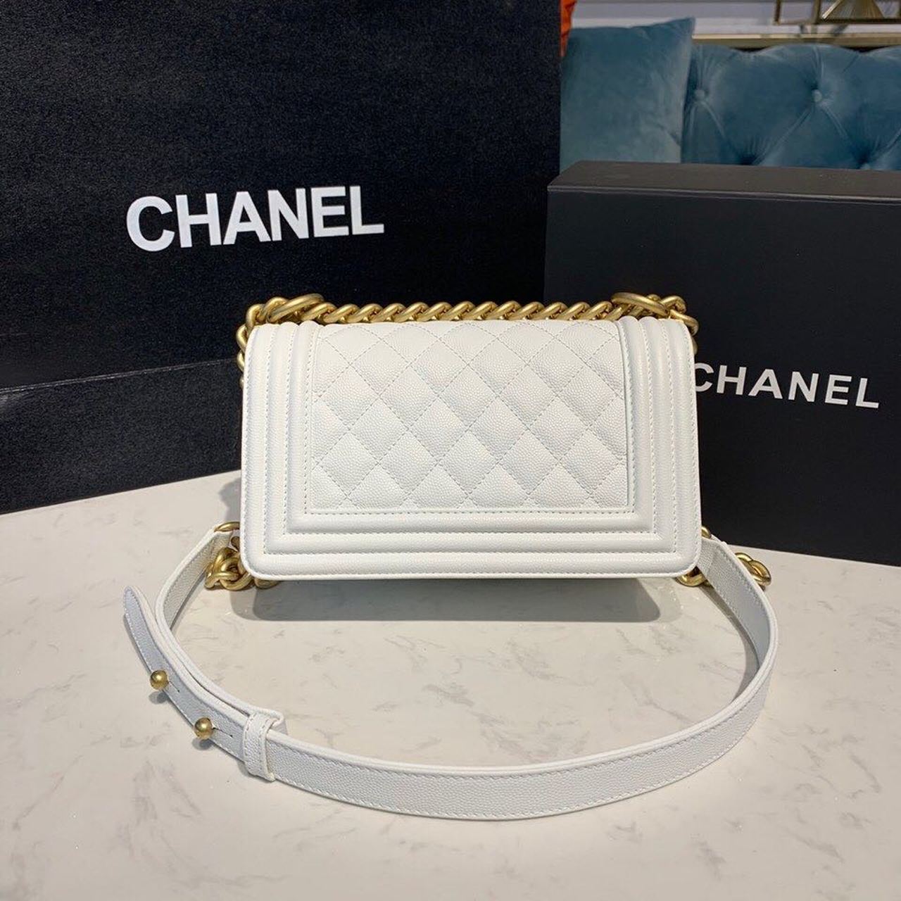 Chanel Small Boy Handbag White For Women, Women’s Bags, Shoulder And Crossbody Bags 7.8in/20cm