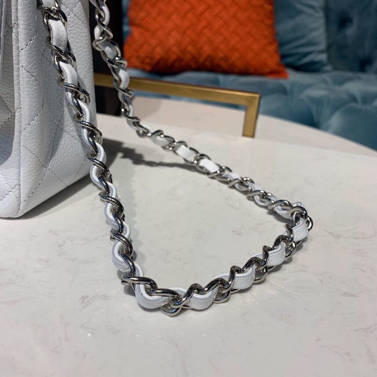 Chanel Small Classic Handbag Silver Hardware White For Women, Women’s Bags, Shoulder And Crossbody Bags 7.8in/20cm