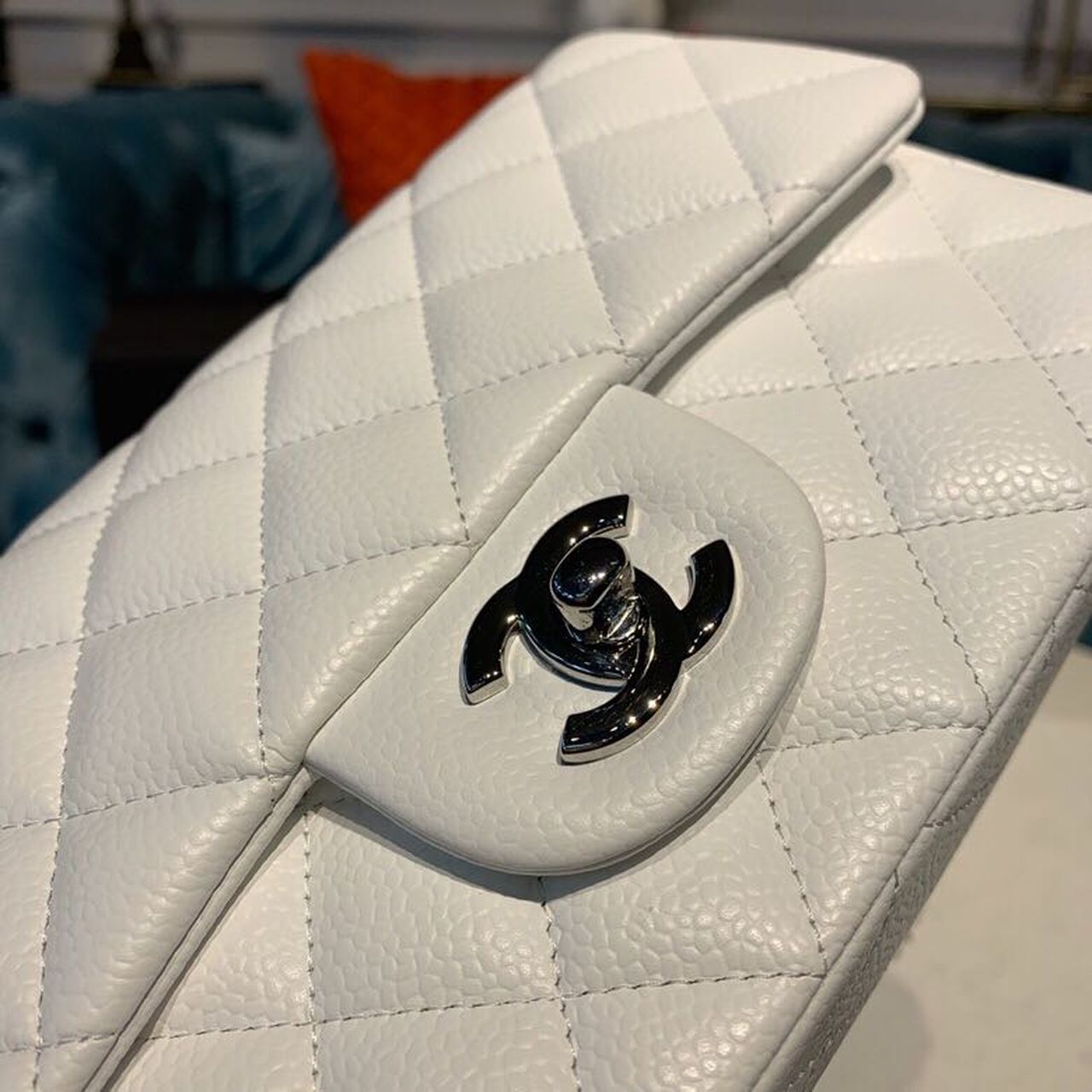 Chanel Small Classic Handbag Silver Hardware White For Women, Women’s Bags, Shoulder And Crossbody Bags 7.8in/20cm