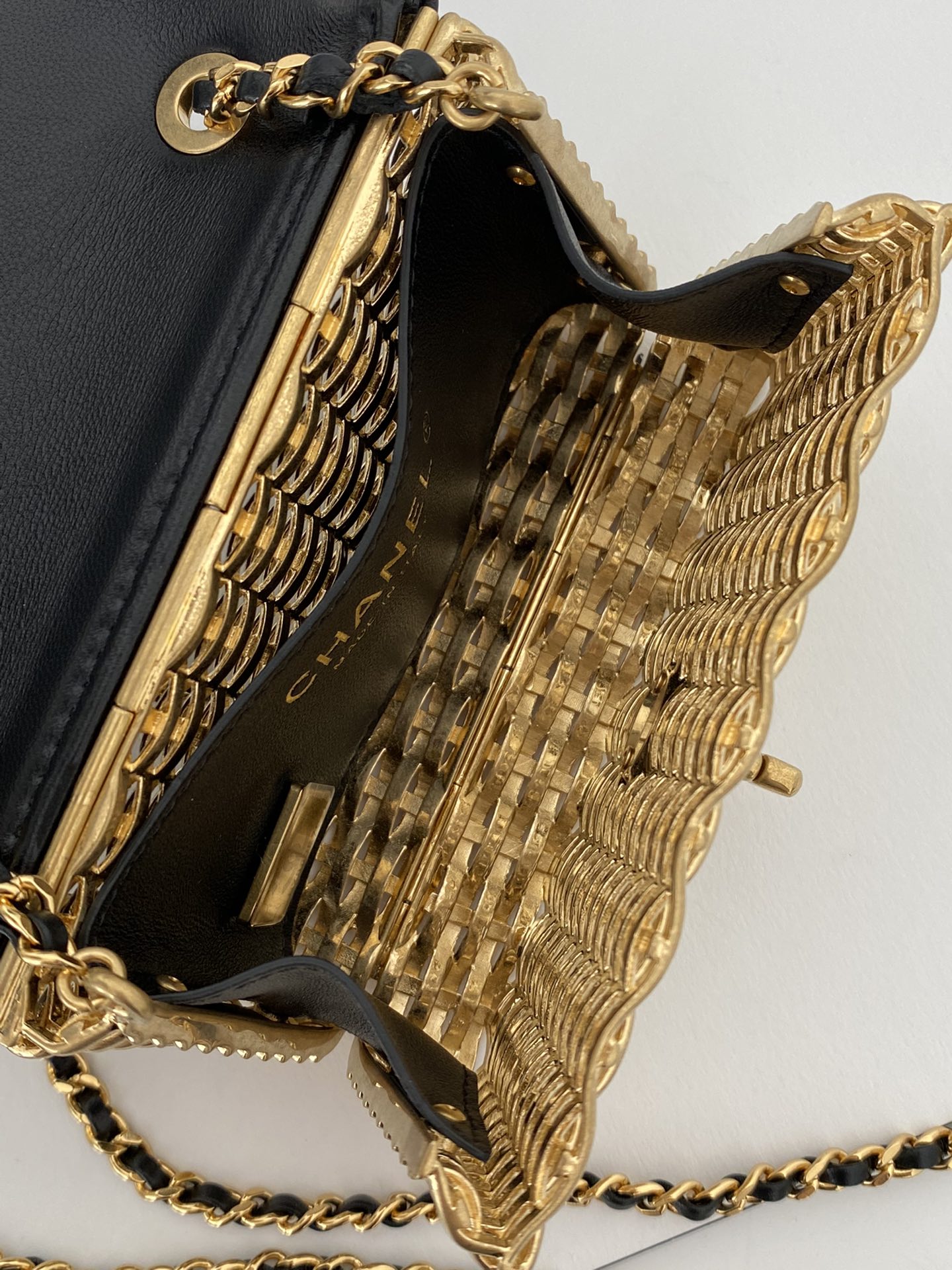 Chanel Small Evening Bag Black And Gold Tone For Women 4.9 in / 12.5 cm AS3713 NL555