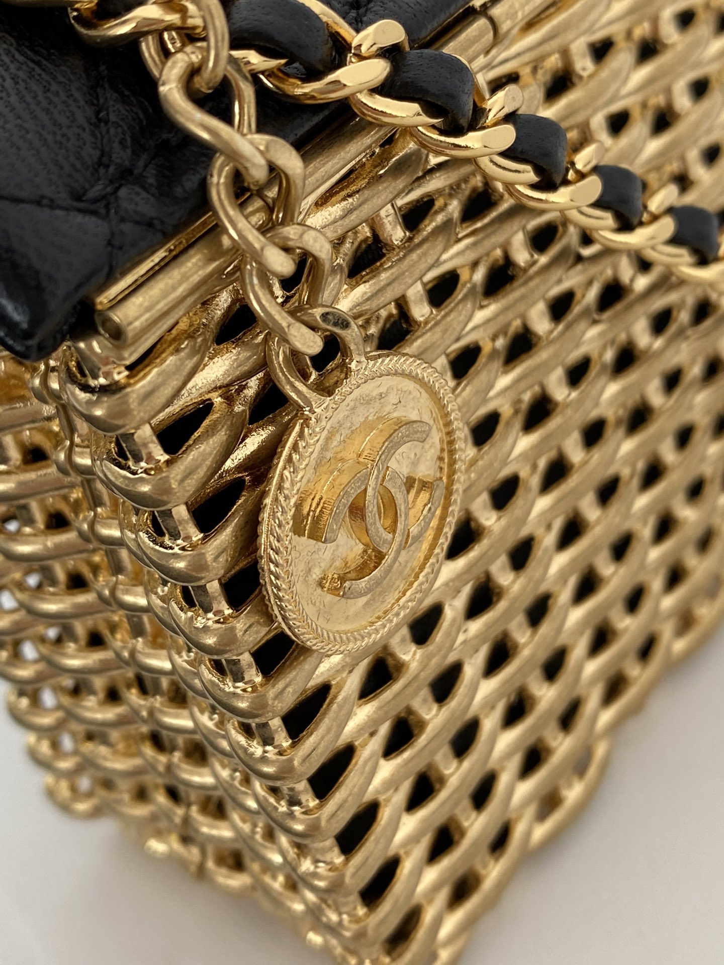 Chanel Small Evening Bag Black And Gold Tone For Women 4.9 in / 12.5 cm AS3713 NL555