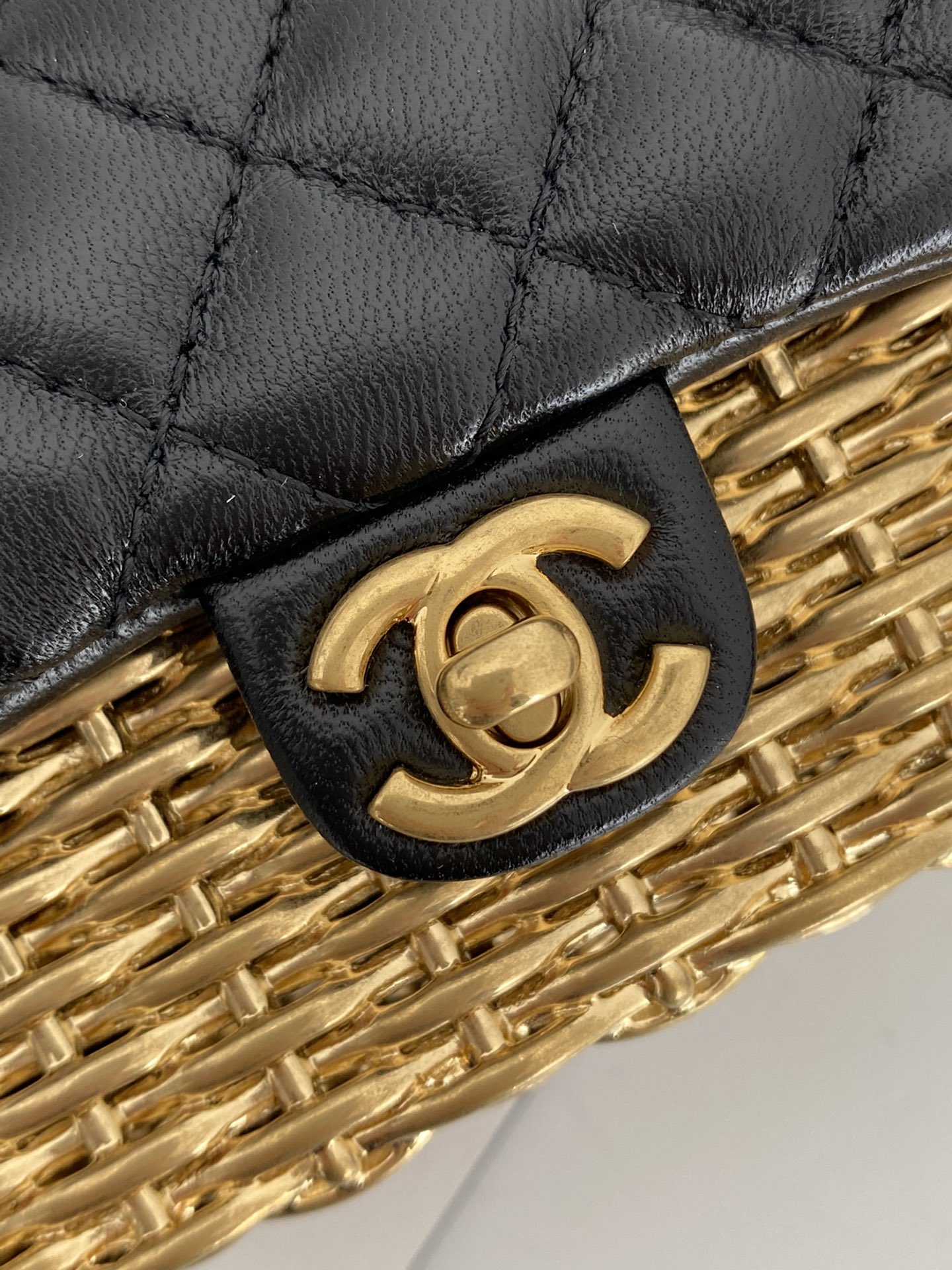 Chanel Small Evening Bag Black And Gold Tone For Women 4.9 in / 12.5 cm AS3713 NL555