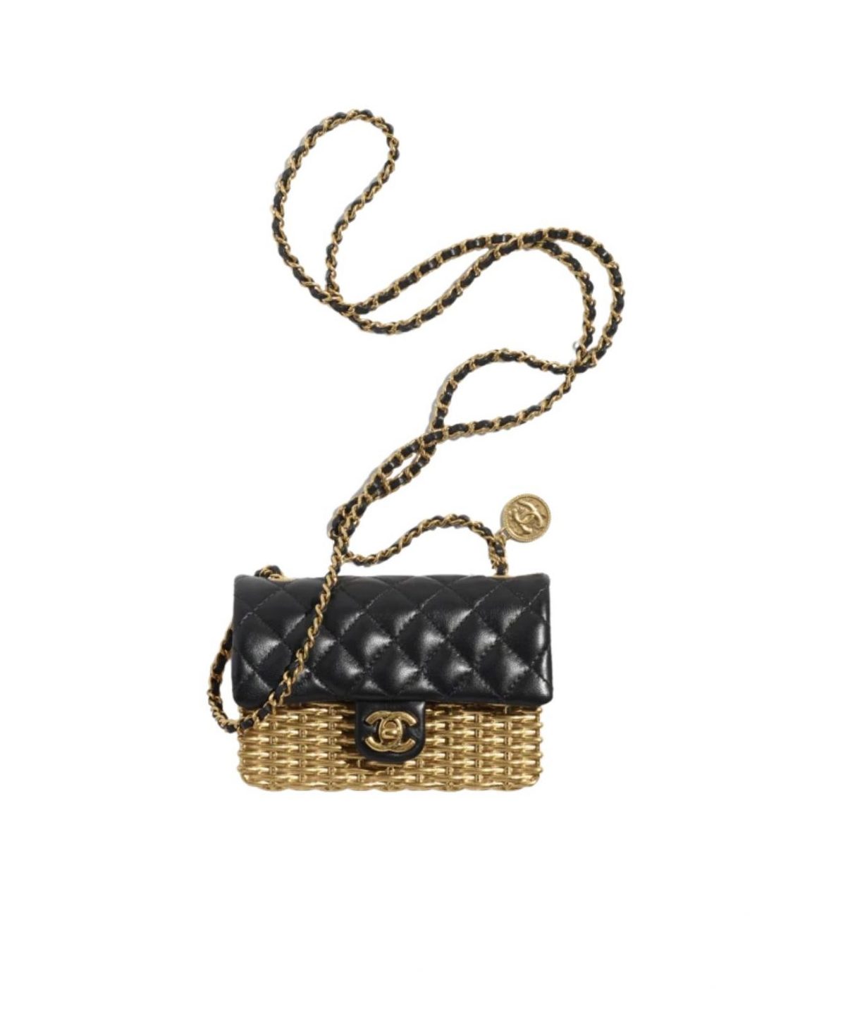 Chanel Small Evening Bag Black And Gold Tone For Women 4.9 in / 12.5 cm AS3713 NL555