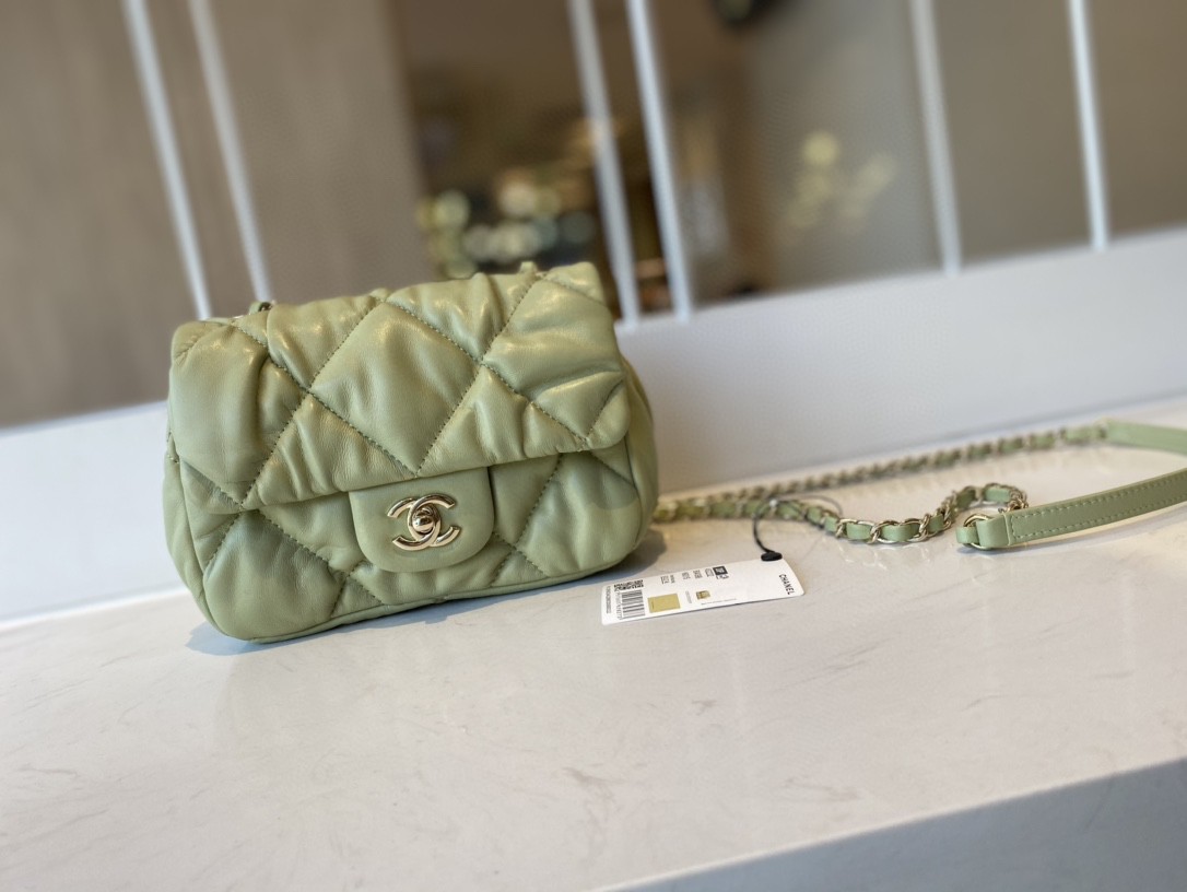Chanel Small Flap Bag Gold Hardware Green For Women, Women’s Handbags, Shoulder Bags 7.5in/19cm