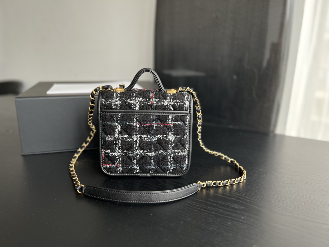 Chanel Small Flap Bag With Handle Black For Women 8.1 in / 20.5 cm AS3652 NK302