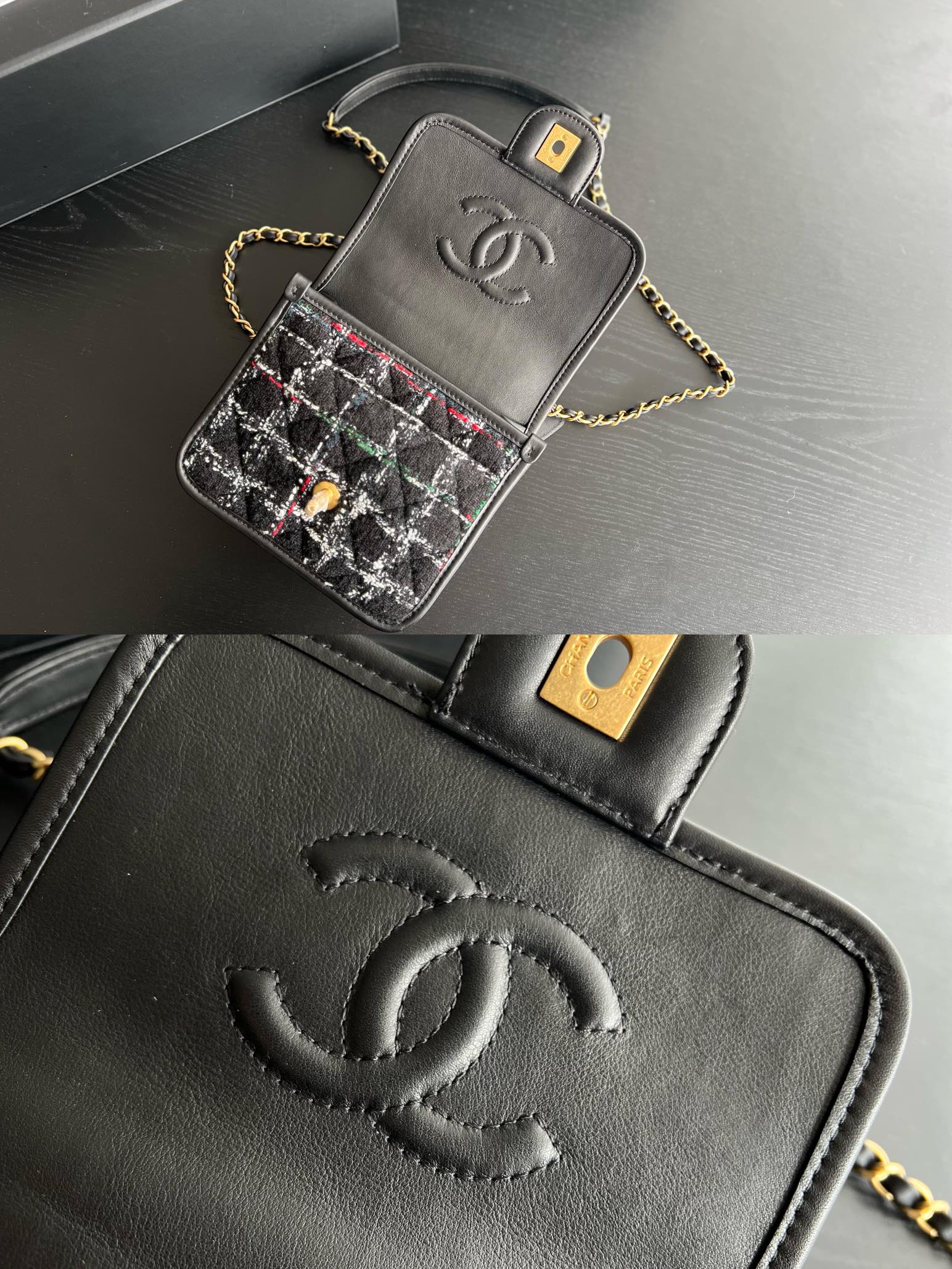 Chanel Small Flap Bag With Handle Black For Women 8.1 in / 20.5 cm AS3652 NK302