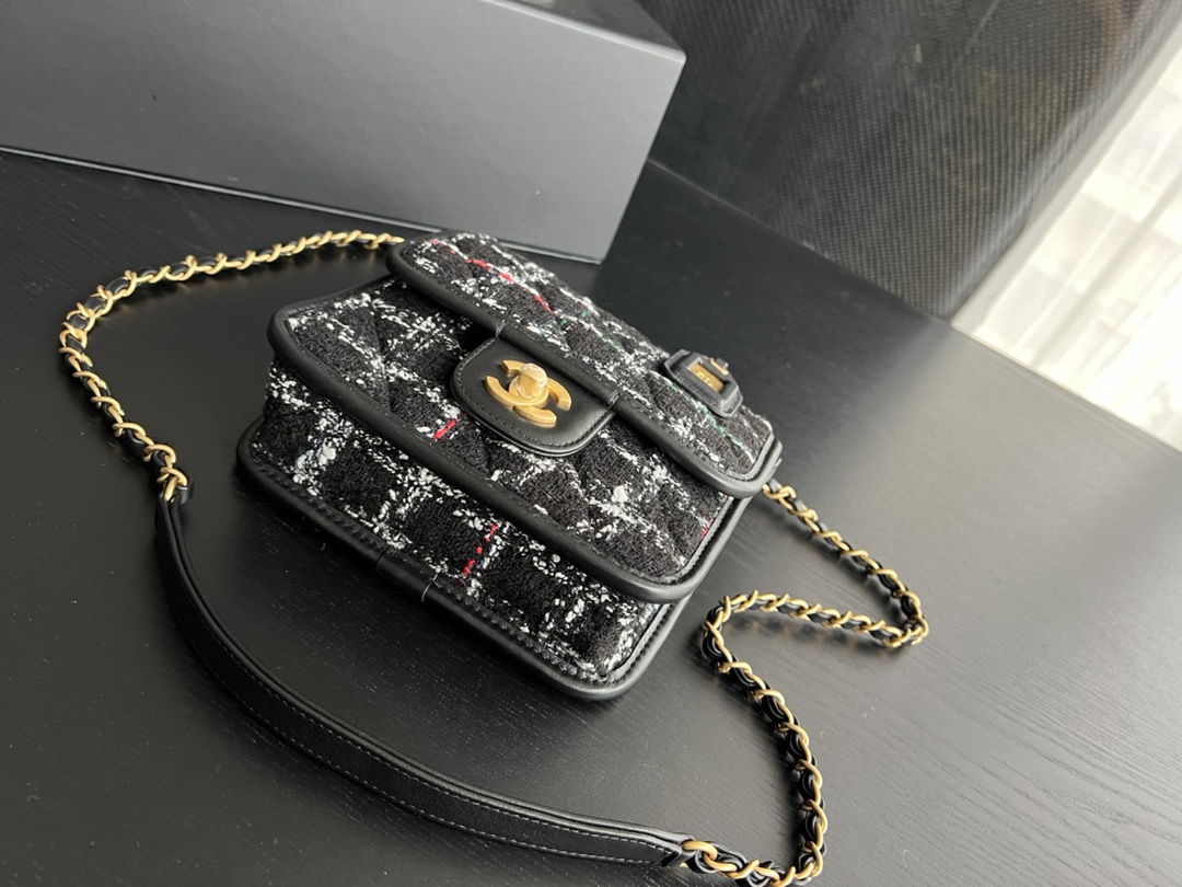 Chanel Small Flap Bag With Handle Black For Women 8.1 in / 20.5 cm AS3652 NK302