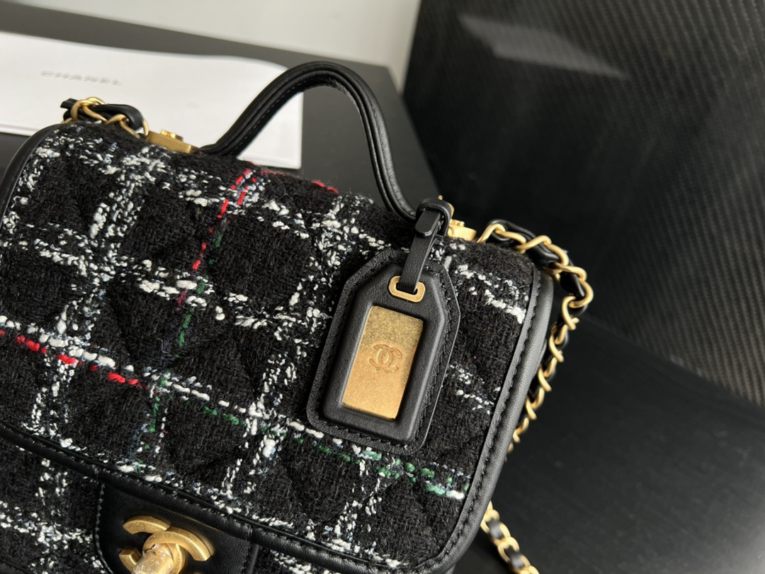 Chanel Small Flap Bag With Top Handle Black For Women 8in/20.5cm