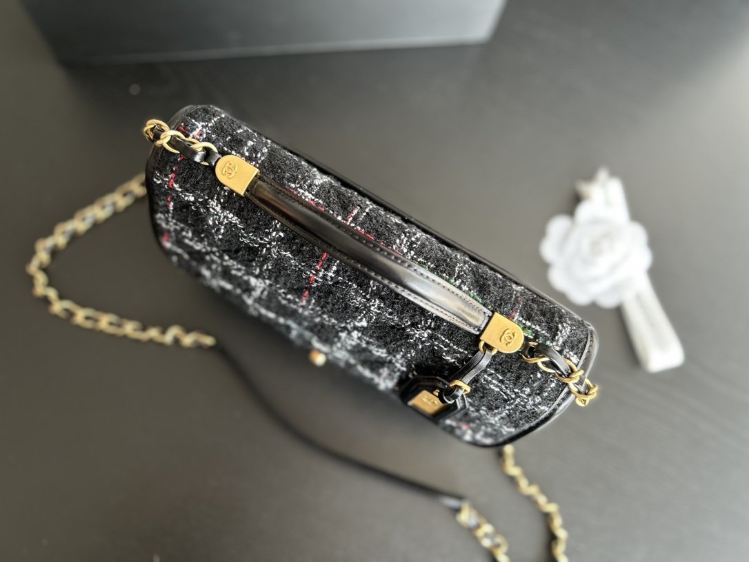 Chanel Small Flap Bag With Top Handle Black For Women 9.8 in / 25 cm