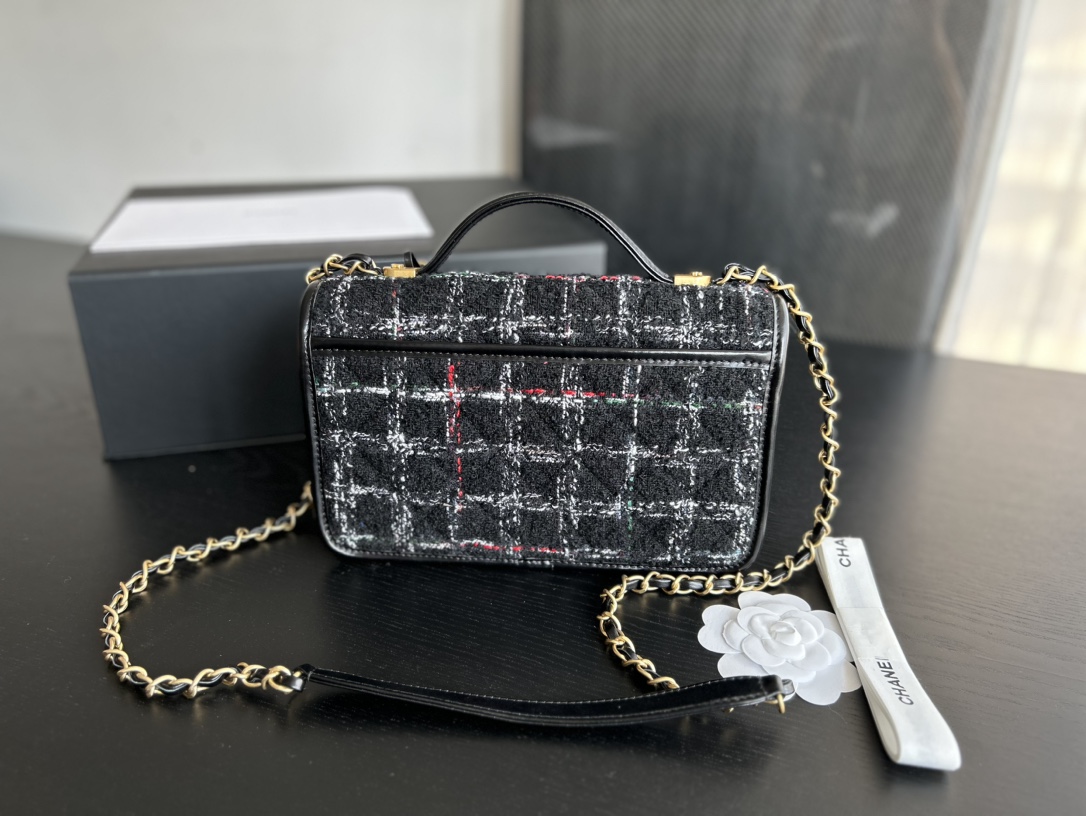 Chanel Small Flap Bag With Top Handle Black For Women 9.8 in / 25 cm