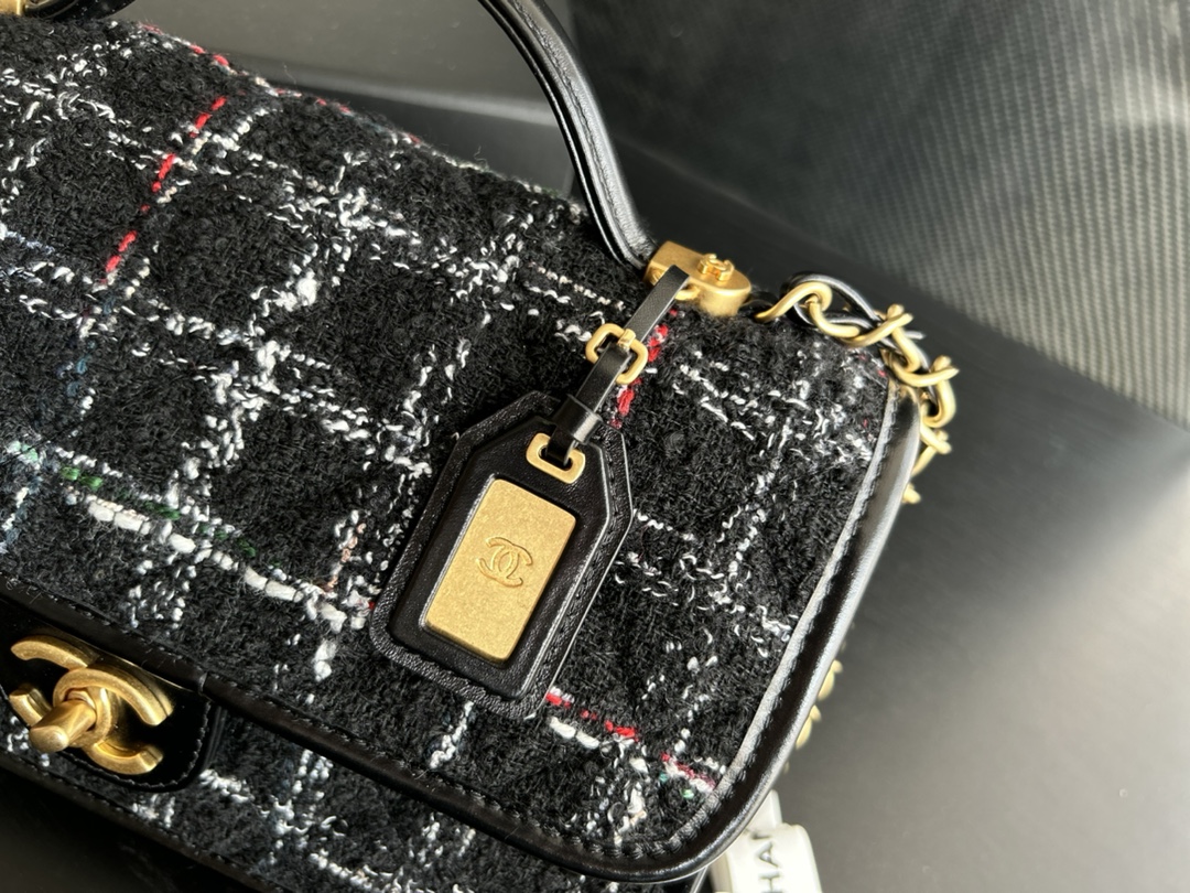 Chanel Small Flap Bag With Top Handle Black For Women 9.8 in / 25 cm
