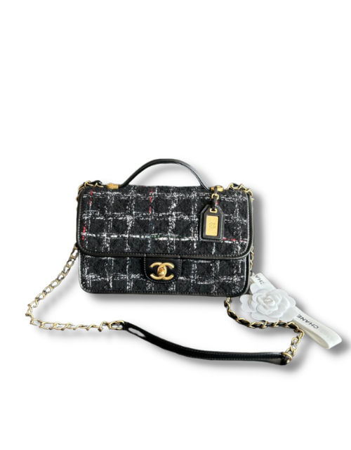 Chanel Small Flap Bag With Top Handle Black For Women 9.8in/25cm