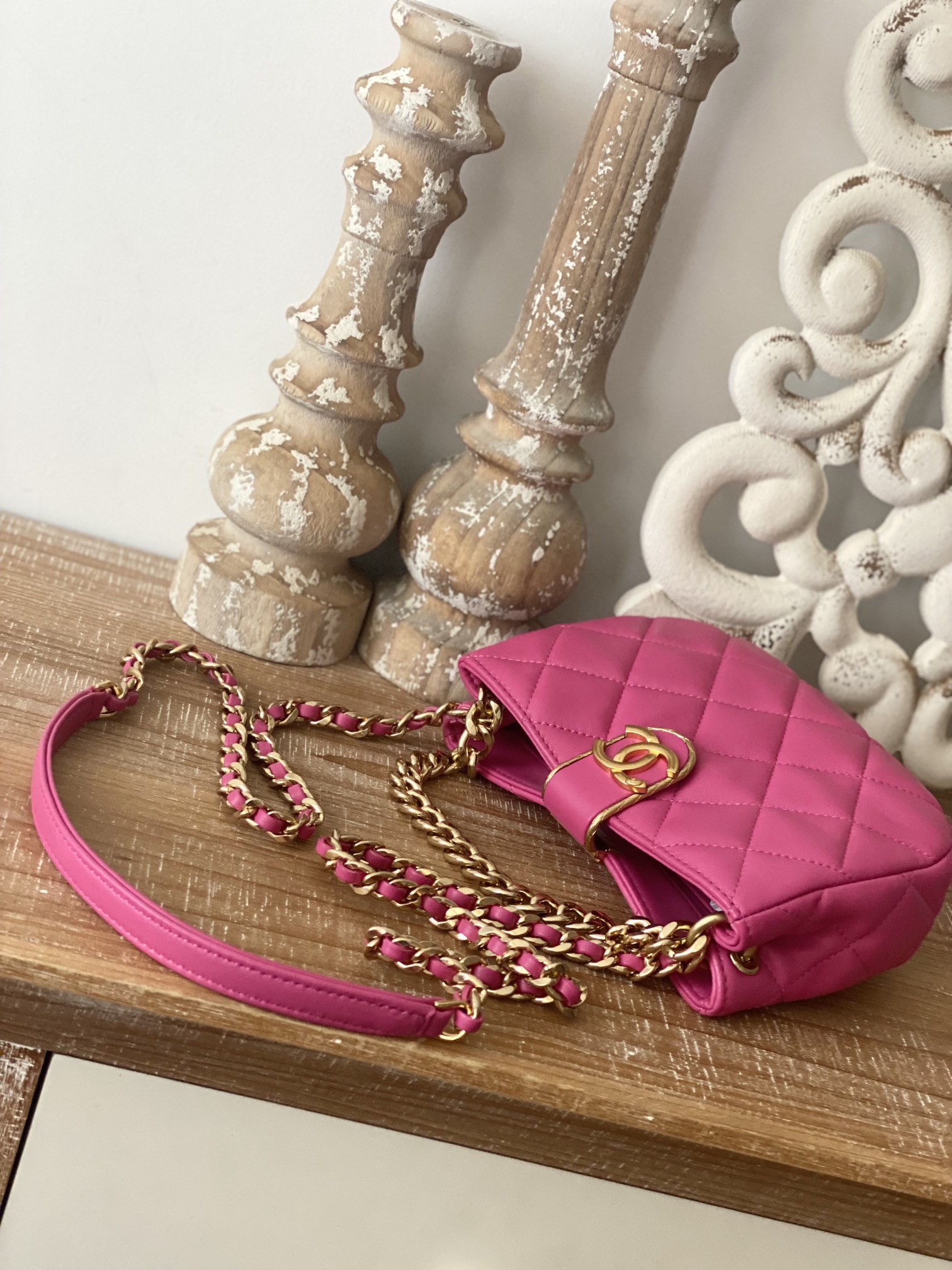 Chanel Small Hobo Bag Gold Hardware Pink For Women, Women’s Handbags, Shoulder Bags 7.5in/19cm