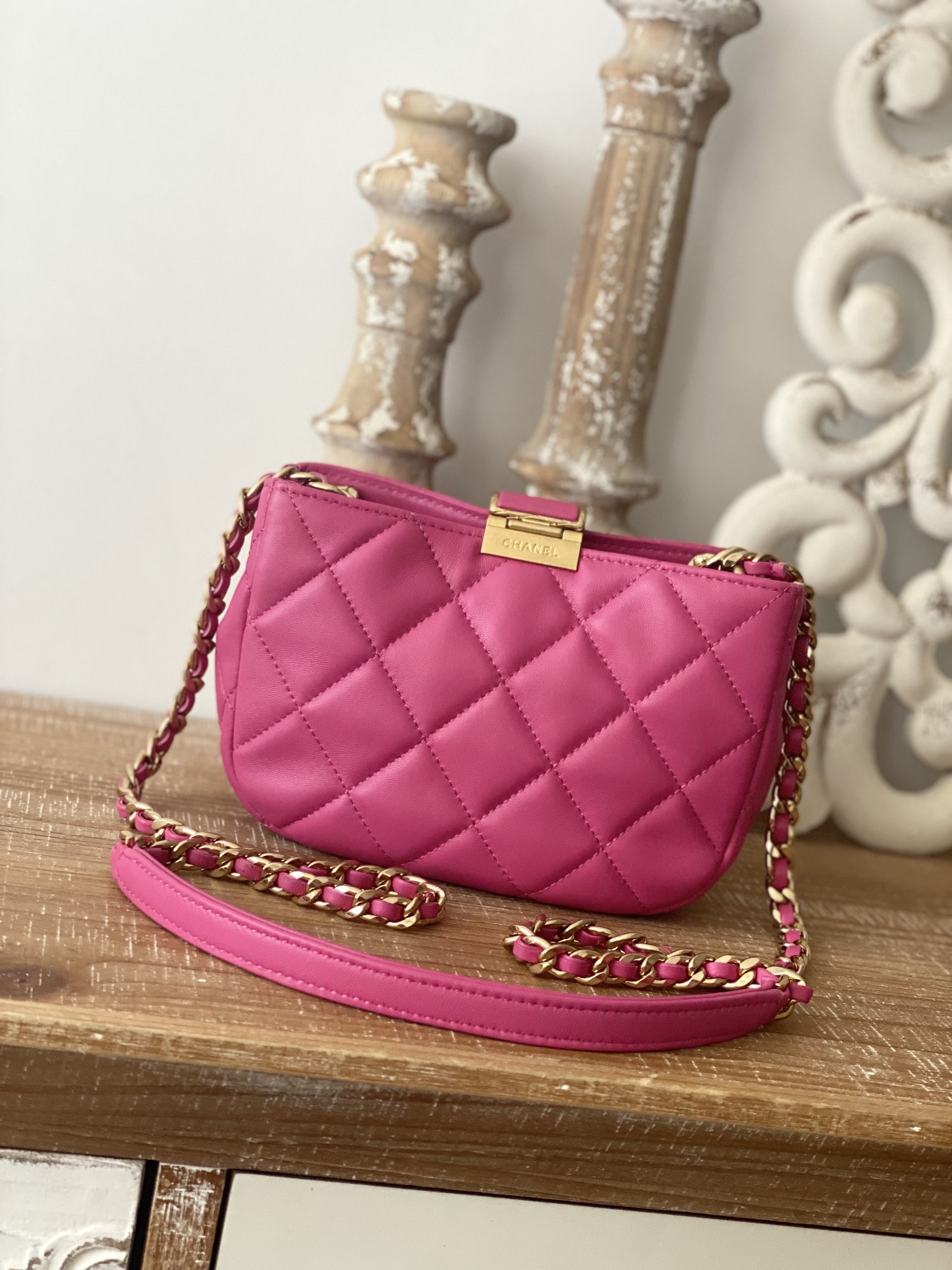 Chanel Small Hobo Bag Gold Hardware Pink For Women, Women’s Handbags, Shoulder Bags 7.5in/19cm