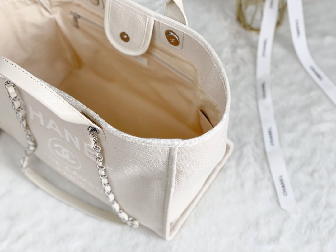 Chanel Small Shopping Bag Silver Hardware Cream For Women, Women’s Handbags, Shoulder Bags 15.2in/39cm