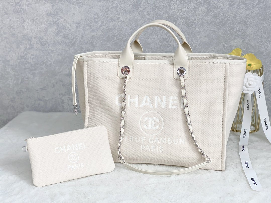 Chanel Small Shopping Bag Silver Hardware Cream For Women, Women’s Handbags, Shoulder Bags 15.2in/39cm