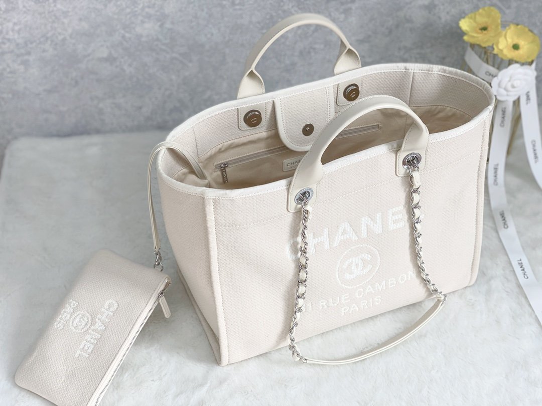 Chanel Small Shopping Bag Silver Hardware Cream For Women, Women’s Handbags, Shoulder Bags 15.2in/39cm