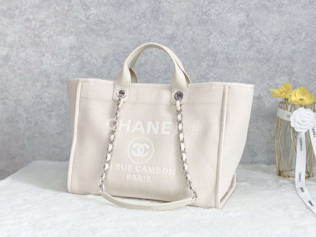 Chanel Small Shopping Bag Silver Hardware Cream For Women, Women’s Handbags, Shoulder Bags 15.2in/39cm