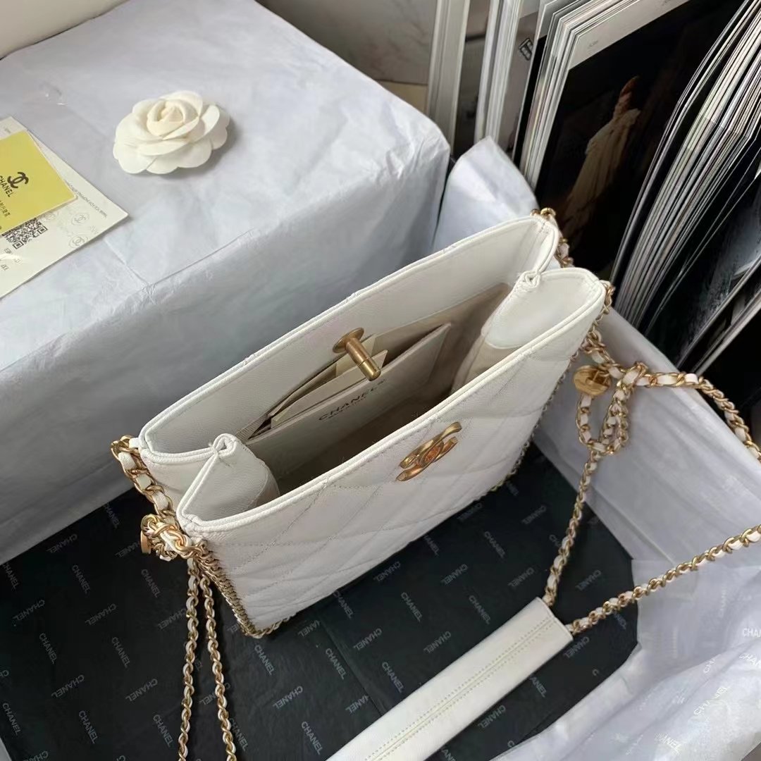 Chanel Small Shopping Bag White For Women, Women’s Bags 9in/23cm