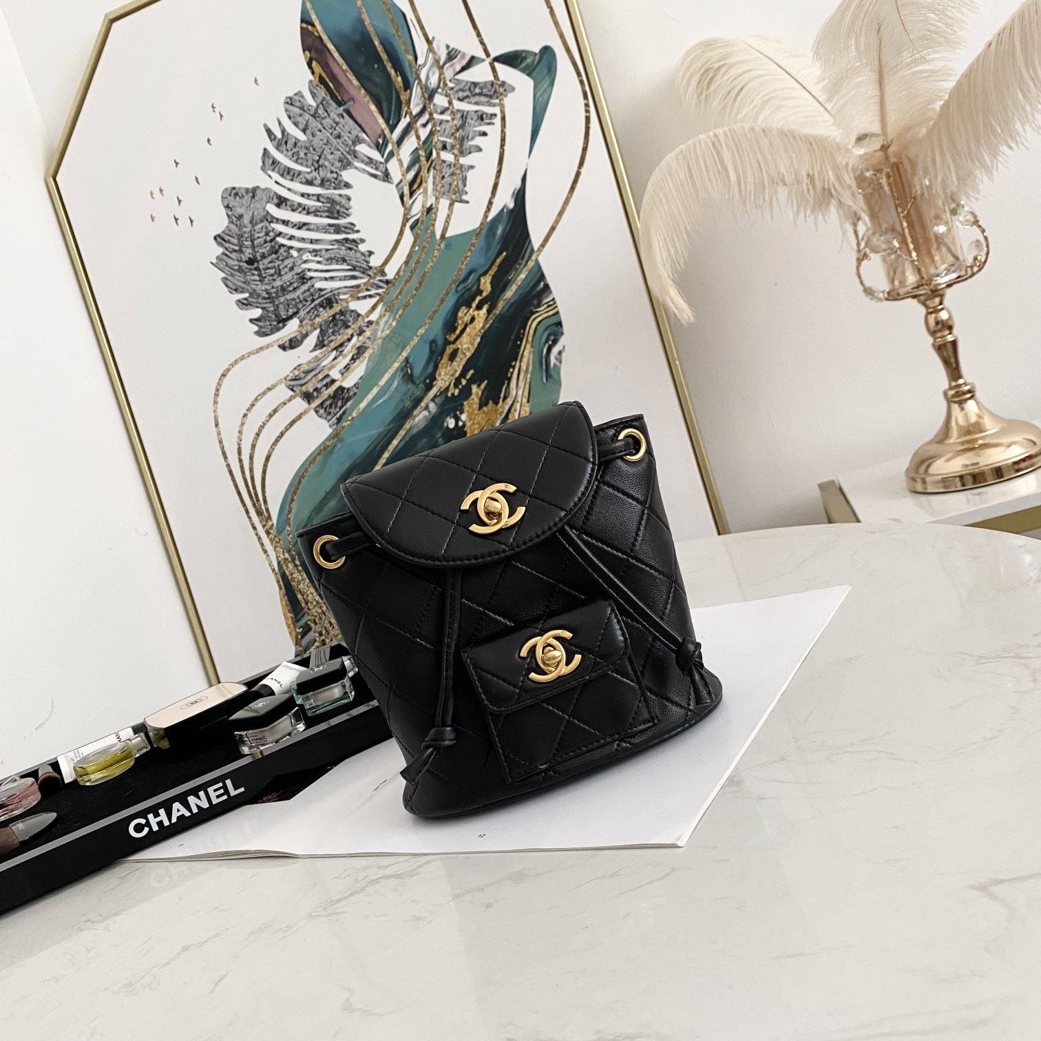 Chanel Small Vintage Duma Backpack Black For Women 6.7in / 17cm