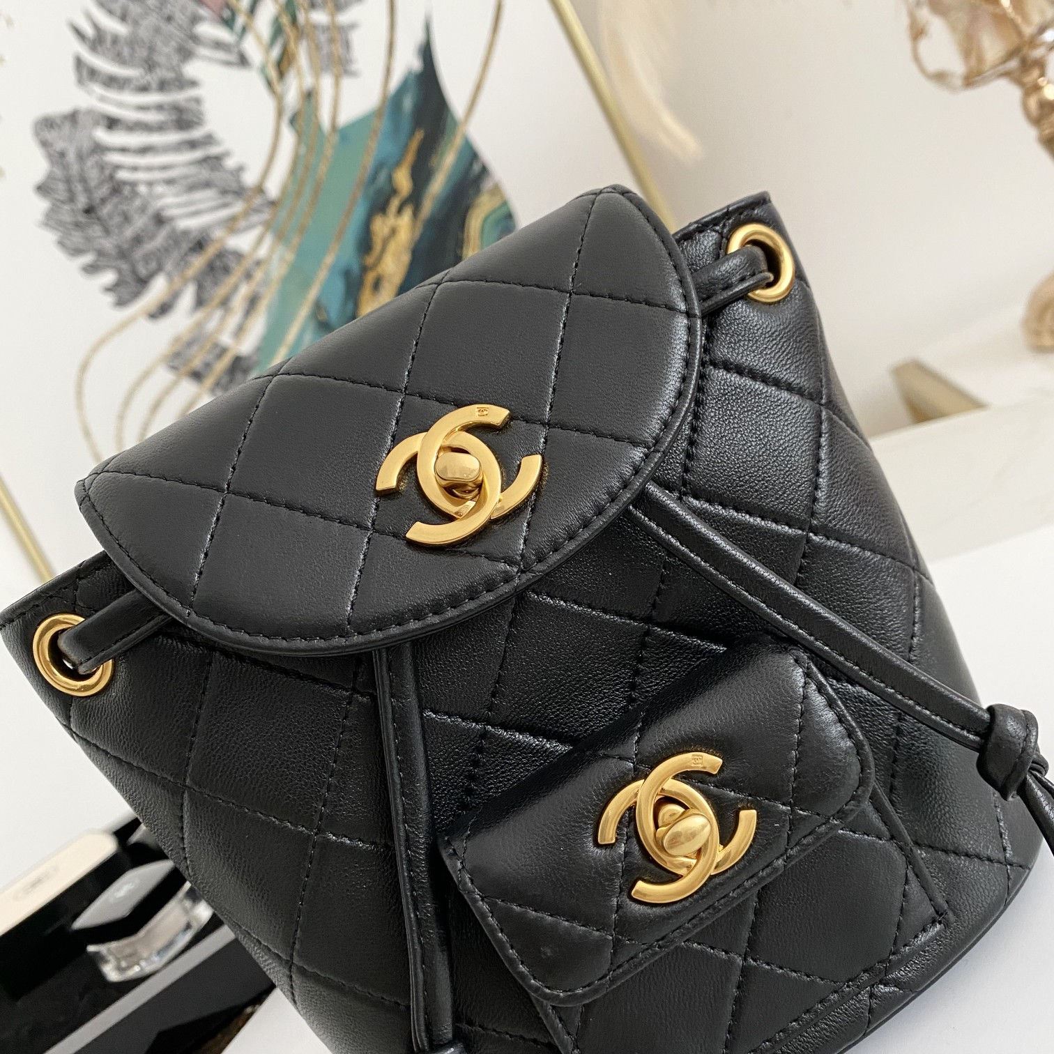 Chanel Small Vintage Duma Backpack Black For Women 6.7in / 17cm