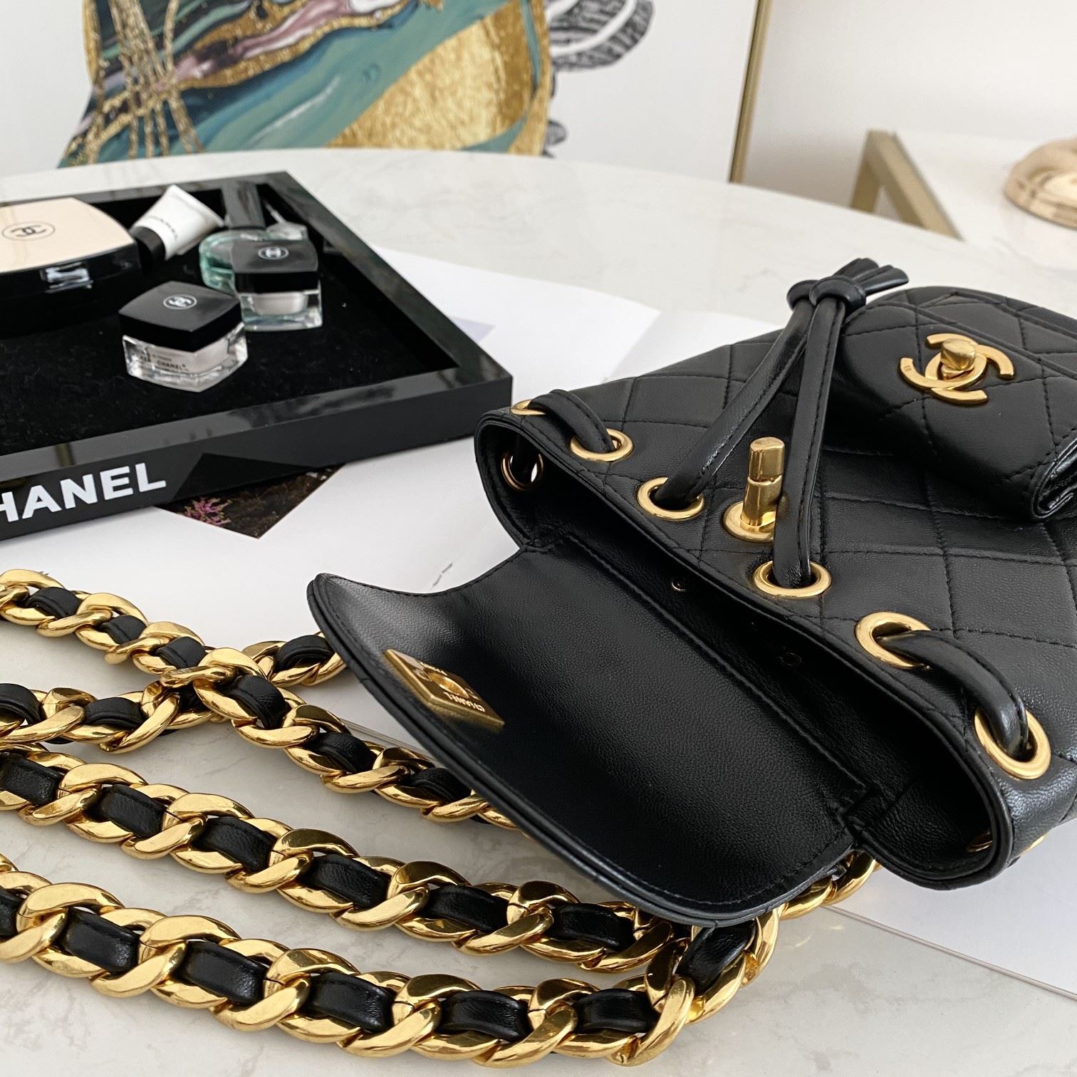 Chanel Small Vintage Duma Backpack Black For Women 6.7in / 17cm