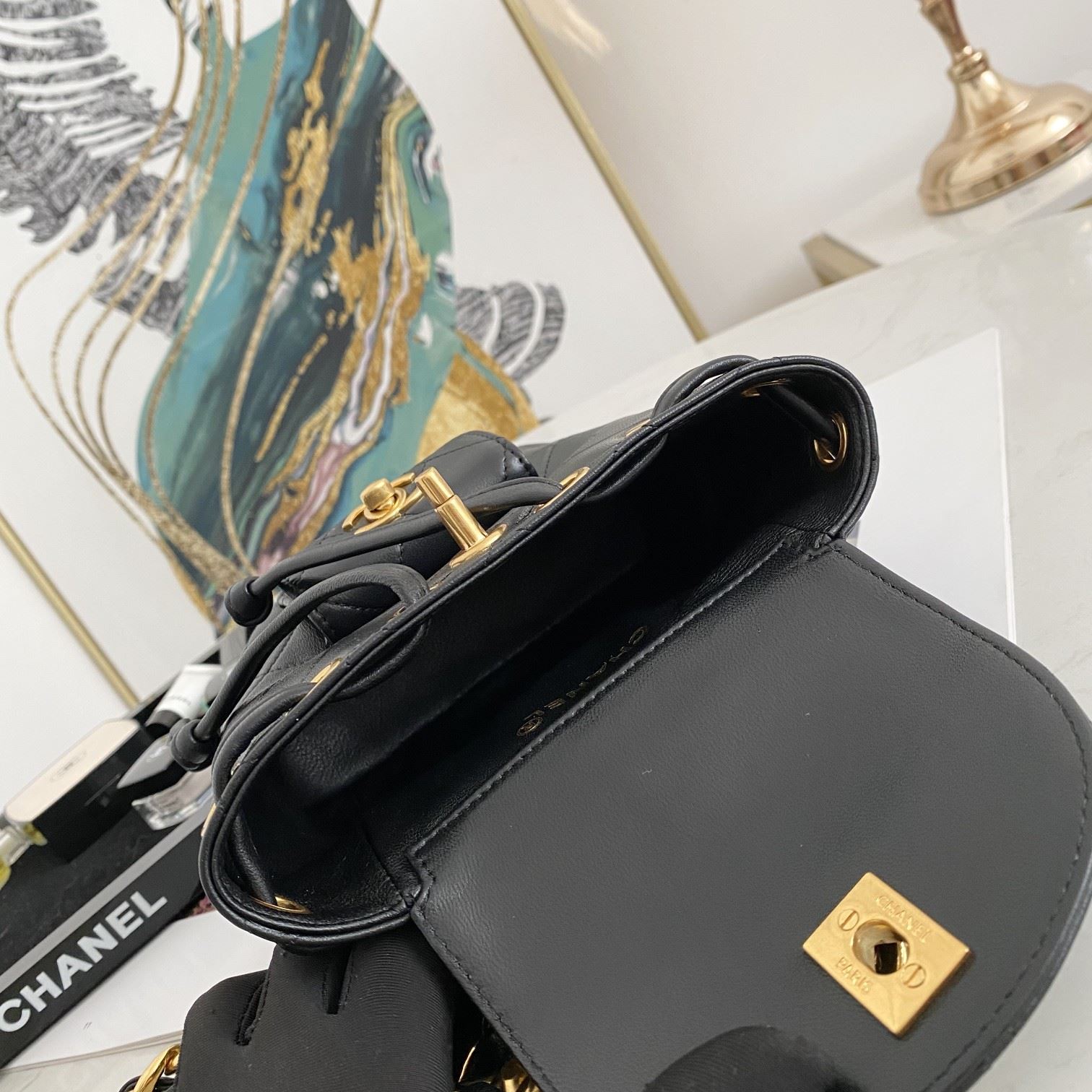 Chanel Small Vintage Duma Backpack Black For Women 6.7in / 17cm