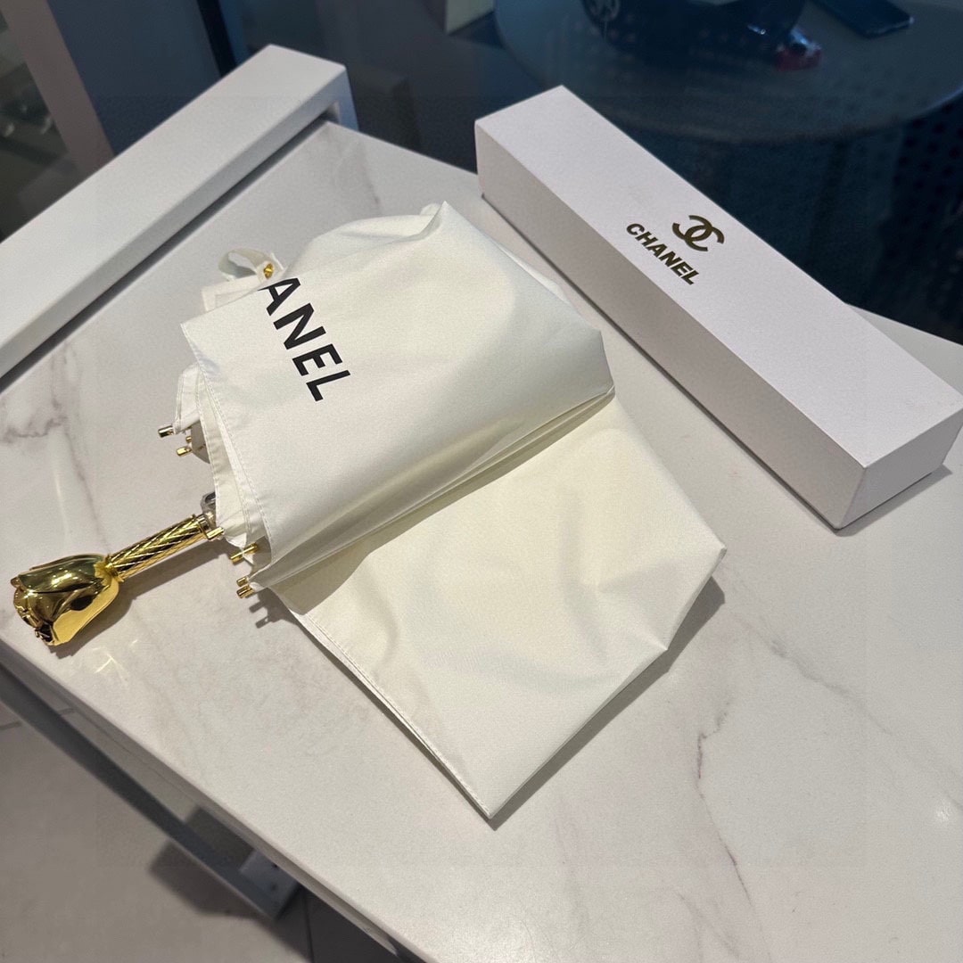 Chanel Smooth Folding Umbrella White