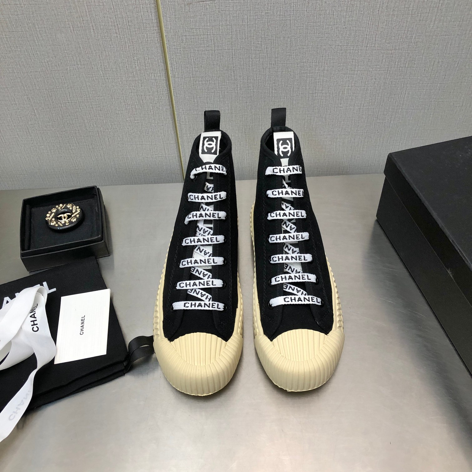 Chanel Sneakers Black High Top For Women